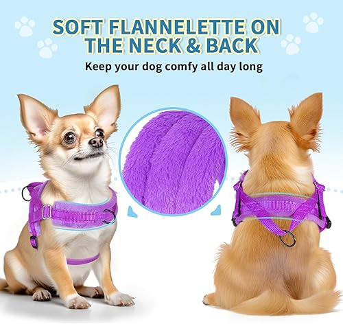 Miniatura 5 de Lukovee No Pull Dog Harness and Leash Set, Soft Padded Small Dog Harness, Neck & Chest Adjustable Reflective Vest Puppy Harness with 4ft Lightweight