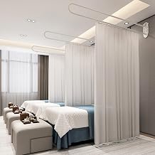 Wall Privacy Partition Curtains Rod U-Shape Room Divider, Wall Mounted Curtains U-Shaped Long Support Rod,Fitting Room Beauty Salon Clinics Modern Area Separator Screen Metal Support Track