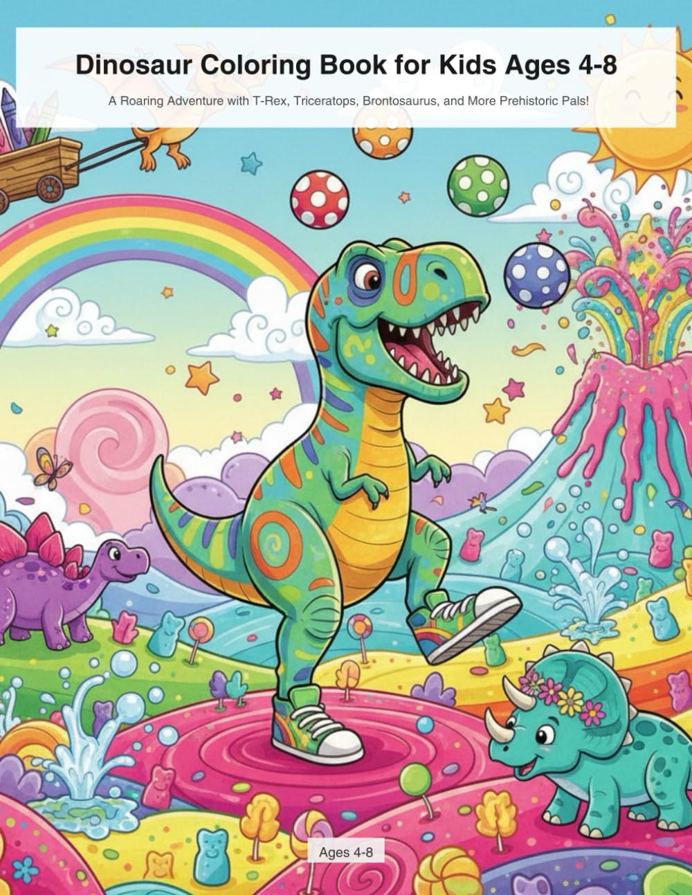 Dinosaur Coloring Book for Kids Ages 4-8: A Roaring Adventure with T-Rex, Triceratops, Brontosaurus, and More Prehistoric Pals!