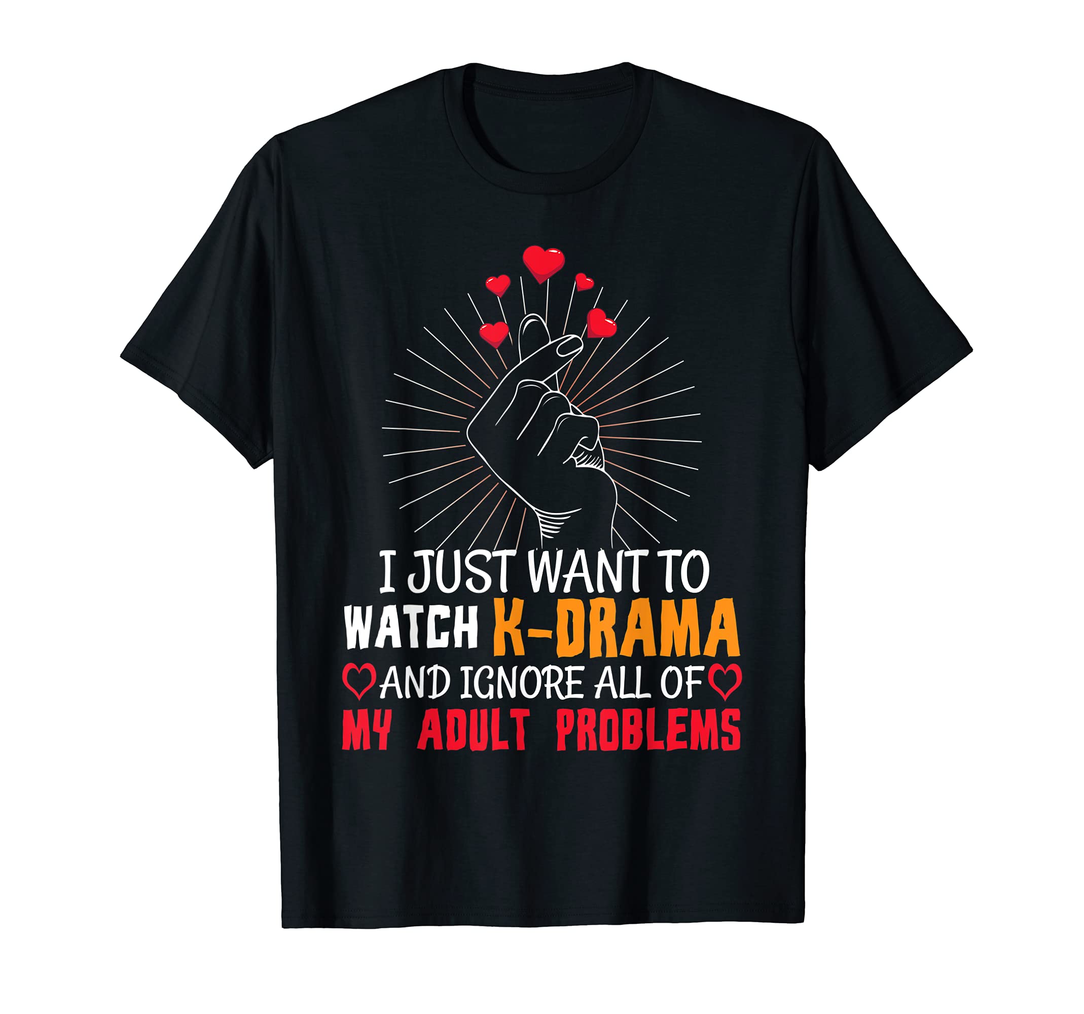 Kdrama Gifts For K-Pop FanJust Want To Watch Kdrama Korean Heart Finger K-Drama T-Shirt