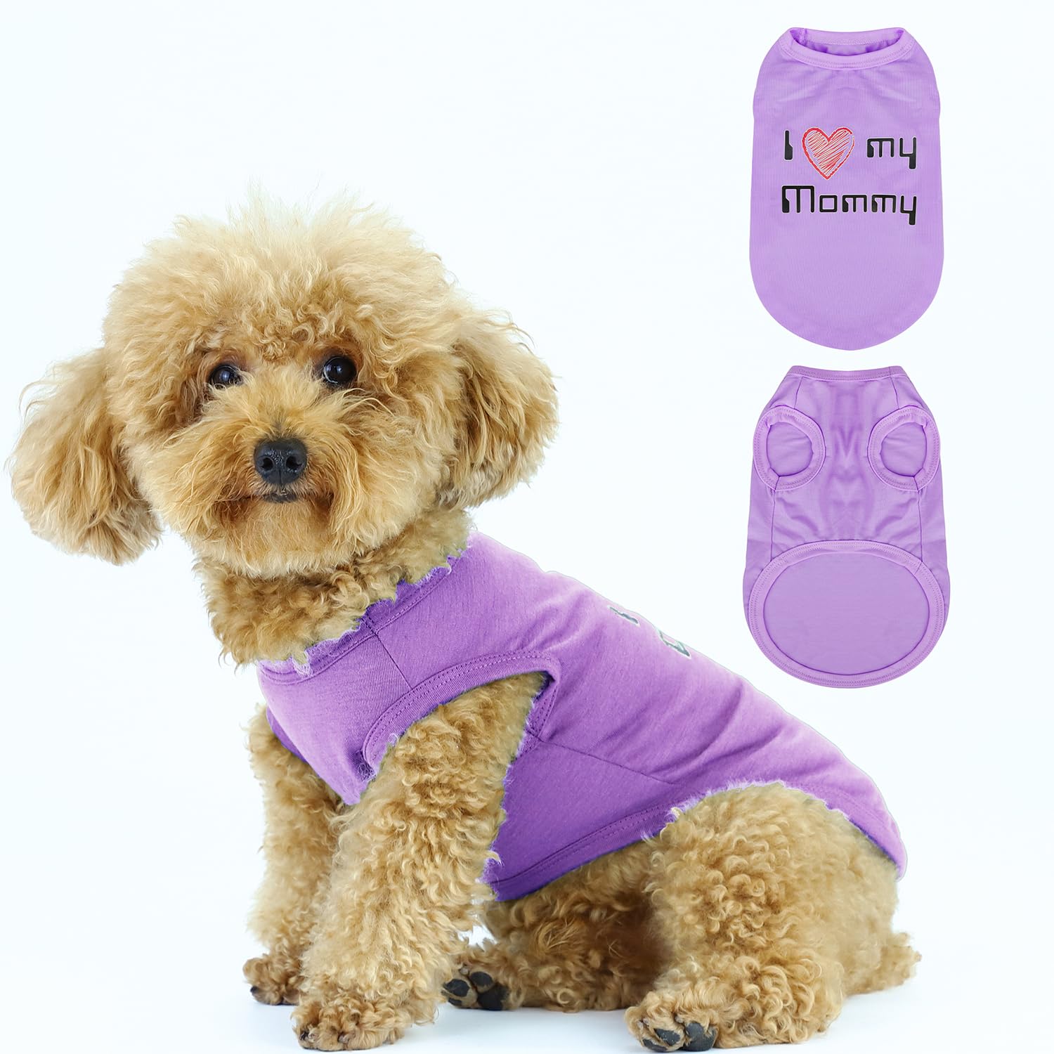 Expressive Pet Vest: Sleeveless Dog Shirt with 'I Love My Mommy' Slogan, Ideal for Chihuahuas, Poodles, Yorkies, and More - Adorable Design, Ultimate