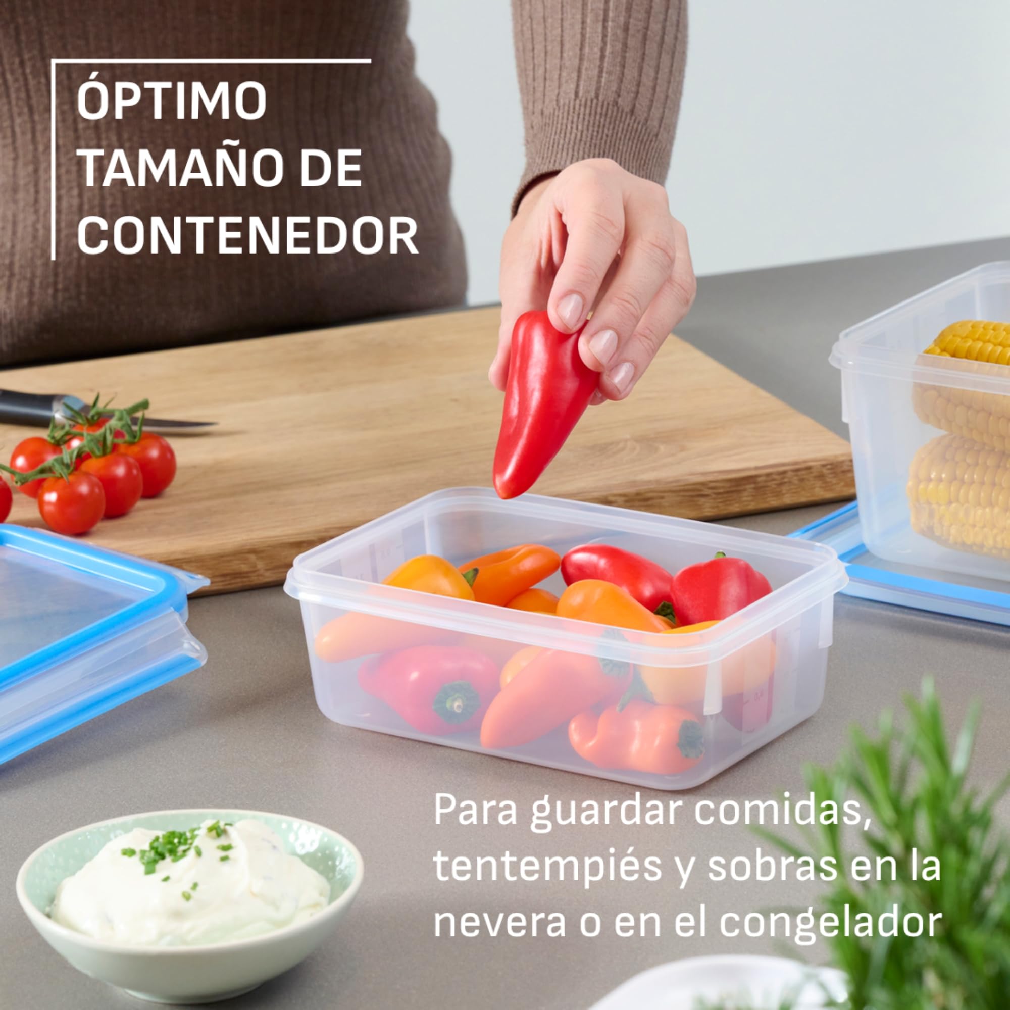 Emsa Clip&Close Fresh - Set de 3 Recipientes Herméticos Plástico de 0,55 L, higiénico, no olores ni sabores, apto lavavajillas y microondas, certificado Baby Care