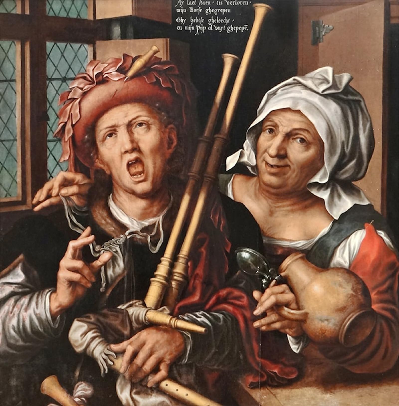 SERENDIPITP Vintage Wall Art Canvas Nordic Poster Canvas Print Picture the Bagpiper and the Old Woman by Pieter Huys Wall Art Poster for Home Decor 60x90cm