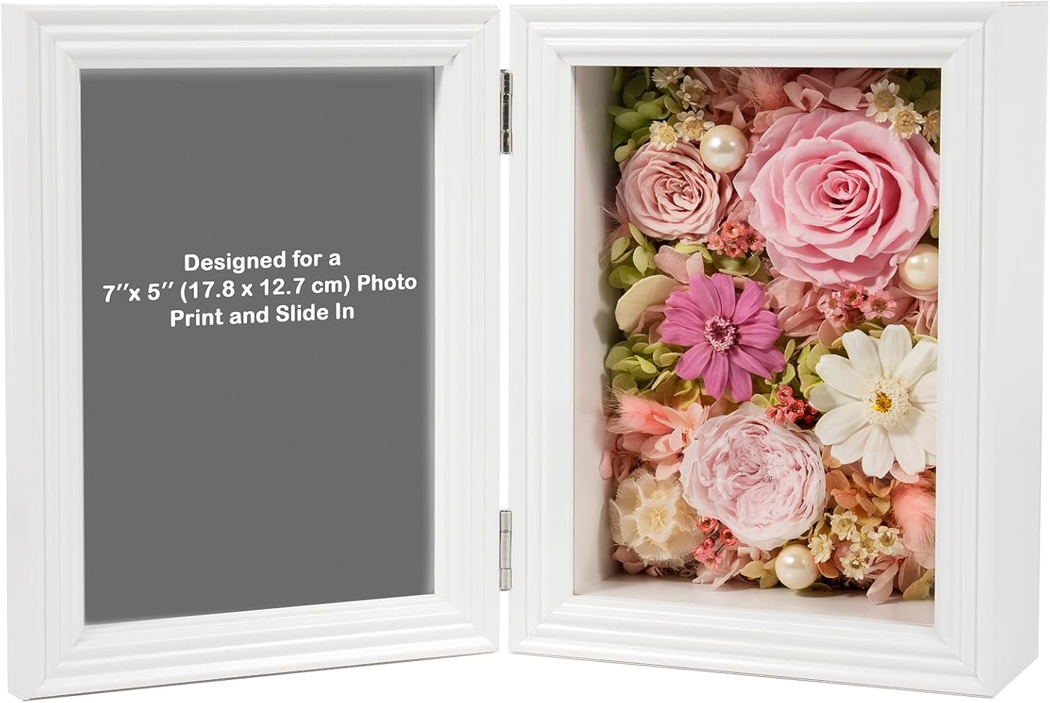 JoyFlower Preserved Flowers with 5x7 Picture Frame, Real Eternal Roses Photo Frame, Preserved Rose Forever Hydrangea Daisy Gift for Wife, Girlfriend, Mom, Grandma on Birthday Mother's Day Anniversary