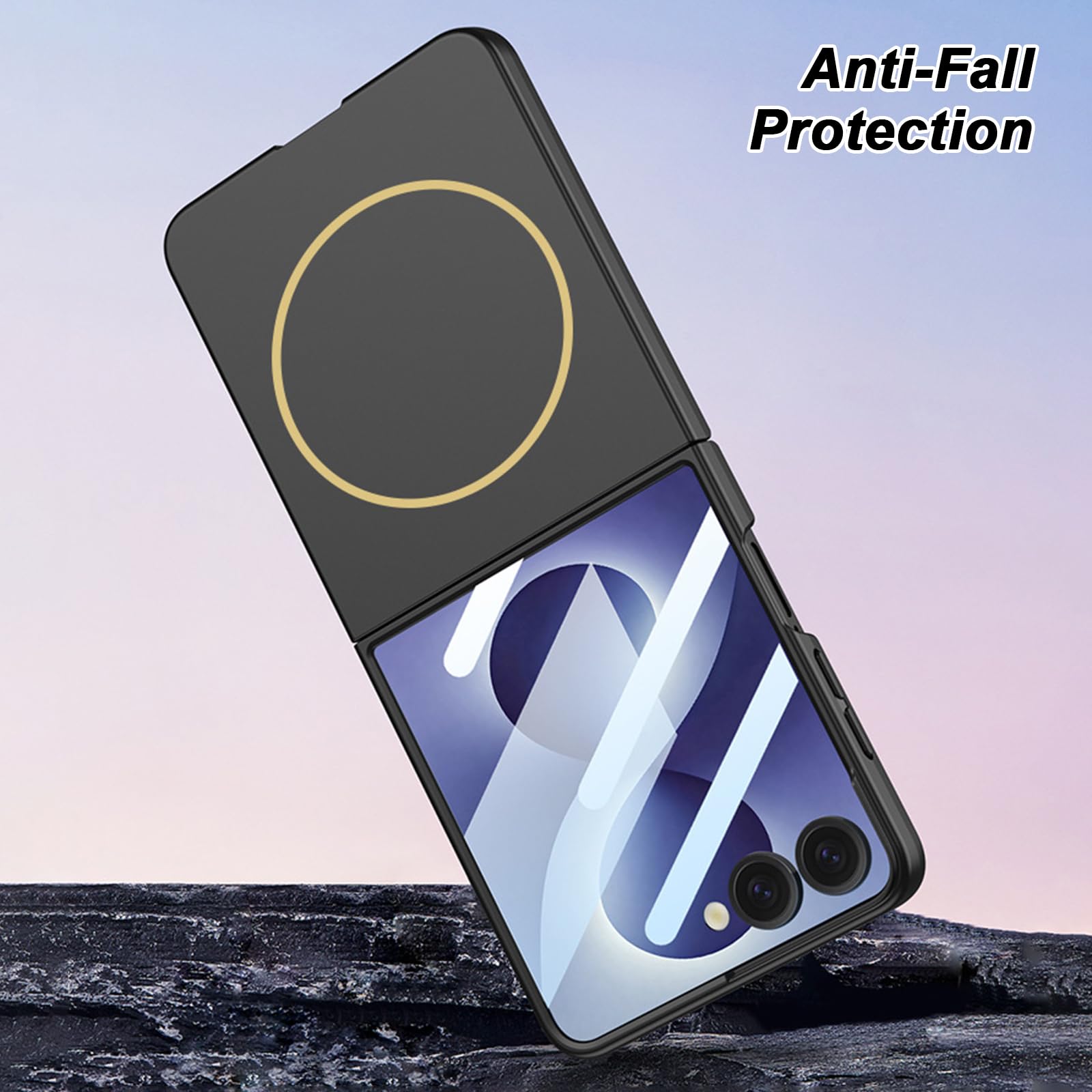 Magnetica Custodia per Samsung Galaxy Z Flip 8, Sottile Duro PC Glassata