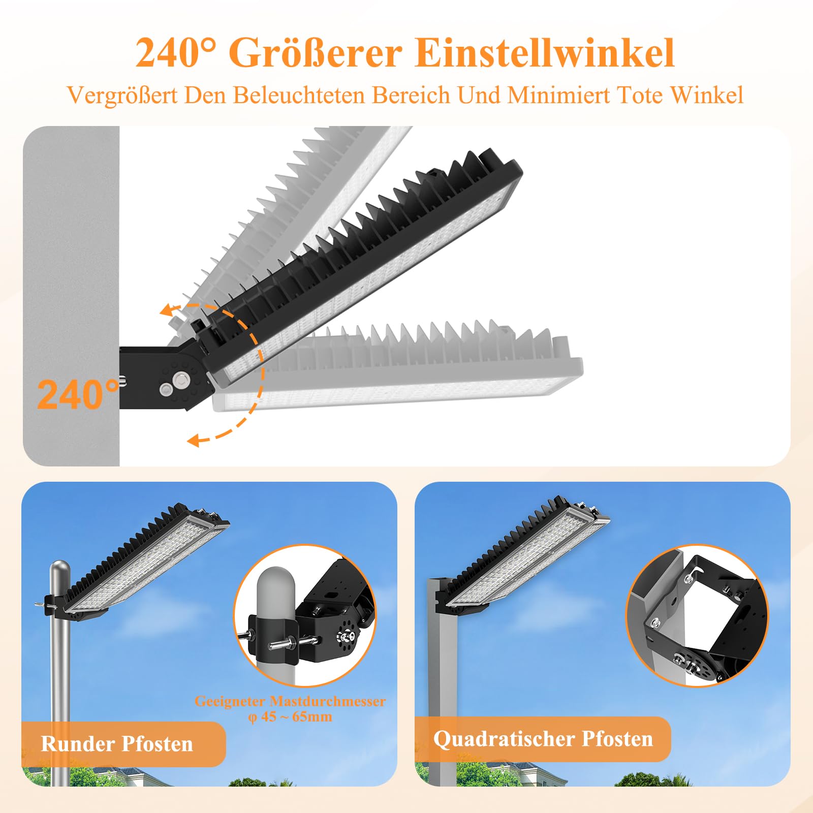 LED Strahler Außen 200W, 28000LM Strassenlampe,Flutlicht mit verstellbaren 2 Köpfe, Superhell 6500K LED-Straßenleuchte, Aussenstrahler IP67 Wasserdicht für Garten, Hof, Außenbeleuchtung