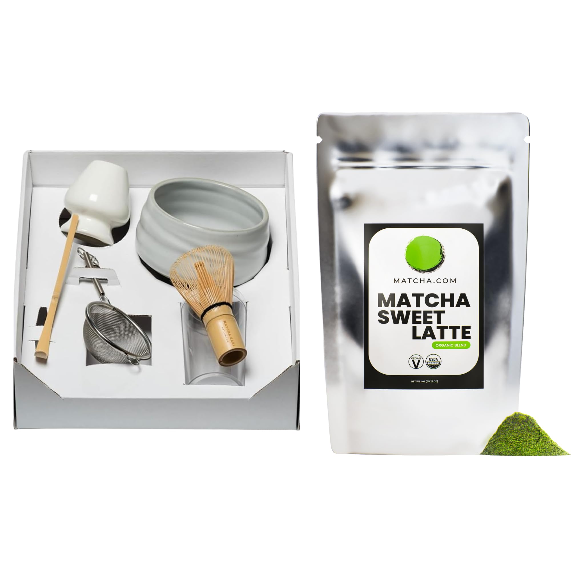 Matcha Kari Sweetened Matcha Lite Tea Set in White