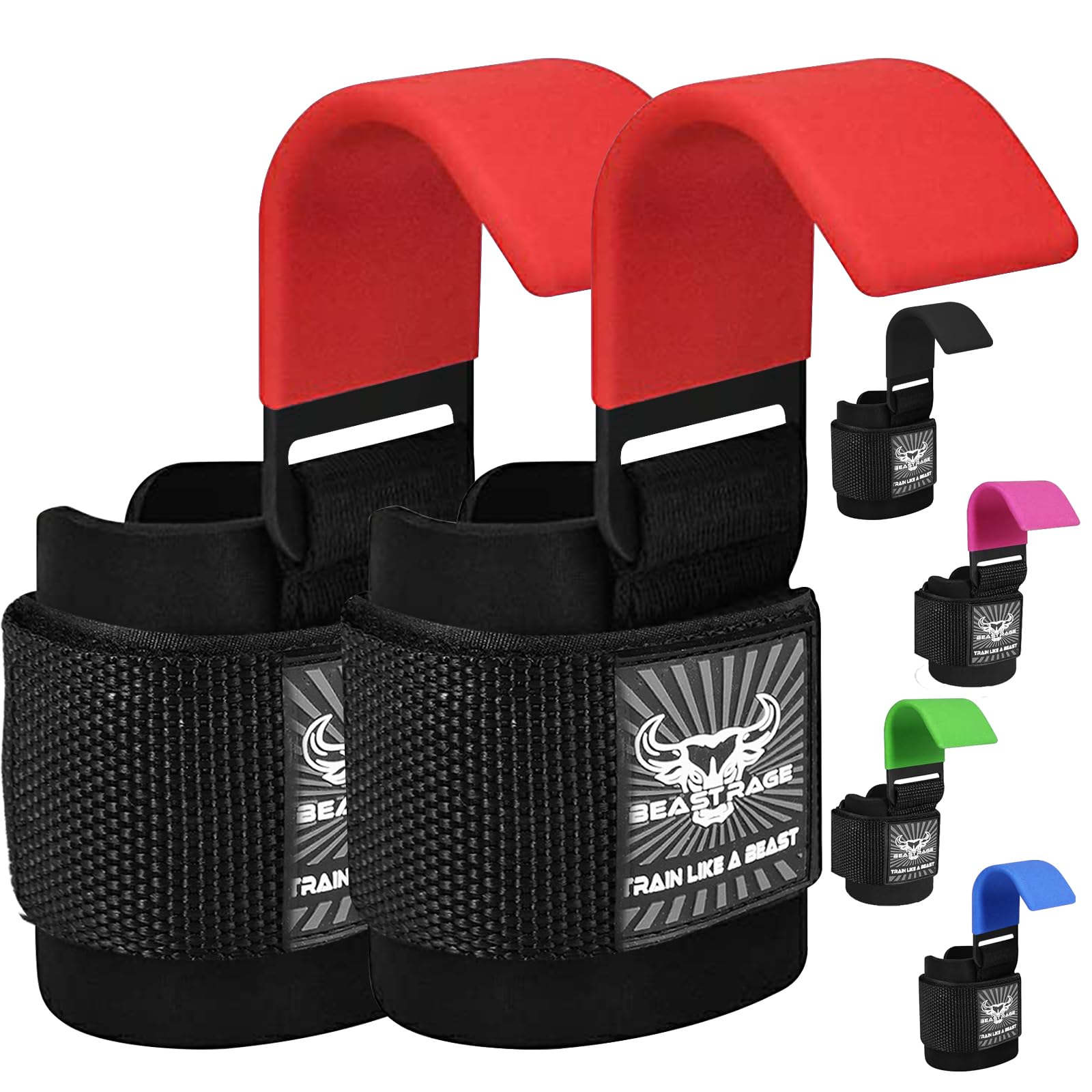 Ganci Power Lifting Con Cinghie Ganci Da Sollevamento Pesi RAD - Con Fascette Polso, 2 Pezzi, Neoprene, Multicolore Cinturino Hip Hop