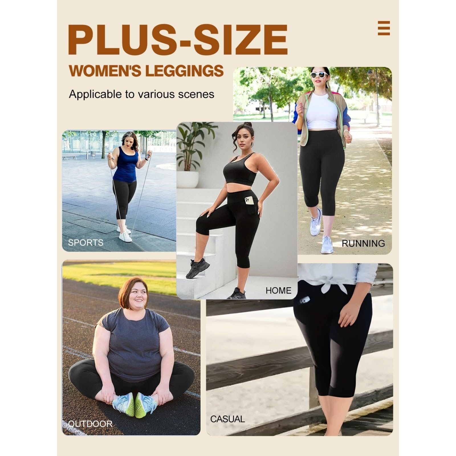 ANTTK Spodnie do jogi z wysokim stanem dla kobiet o długości 9/10 z kieszeniami, dwuwarstwowe legginsy z brzoskwiniowym wykończeniem, slim fit, kompresyjne spodnie treningowe, mieszanka nylonowego