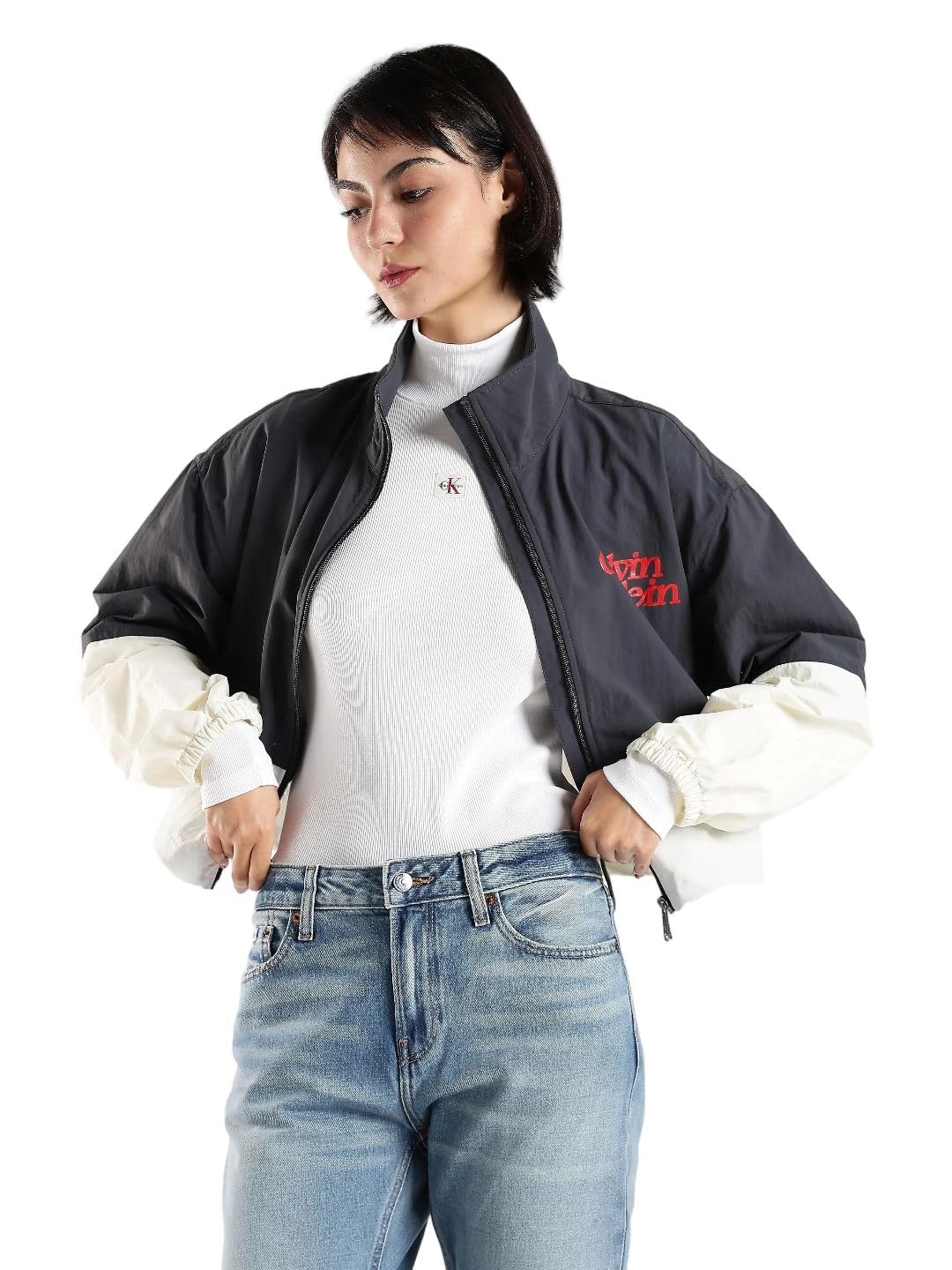 calvin klein jeans Relaxed fit nylon high-neck windcheater jacket-picture-53