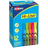 Avery Hi-Liter Desk-Style Highlighters, Smear Safe Ink, Chisel Tip is great for sketch book art, 12 Assorted Colors (98034) – view 1