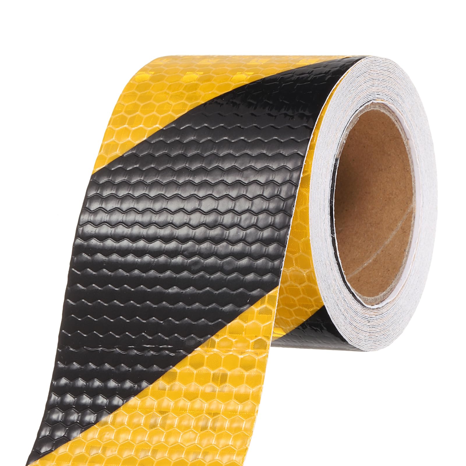 sourcing map Reflective Tape, 2 Inch x 16 ft Warning Safety Sticker Night Reflectors Self-Adhesive Trailer Reflector Twill Tape for Cars Trucks Trailer, Yellow Black