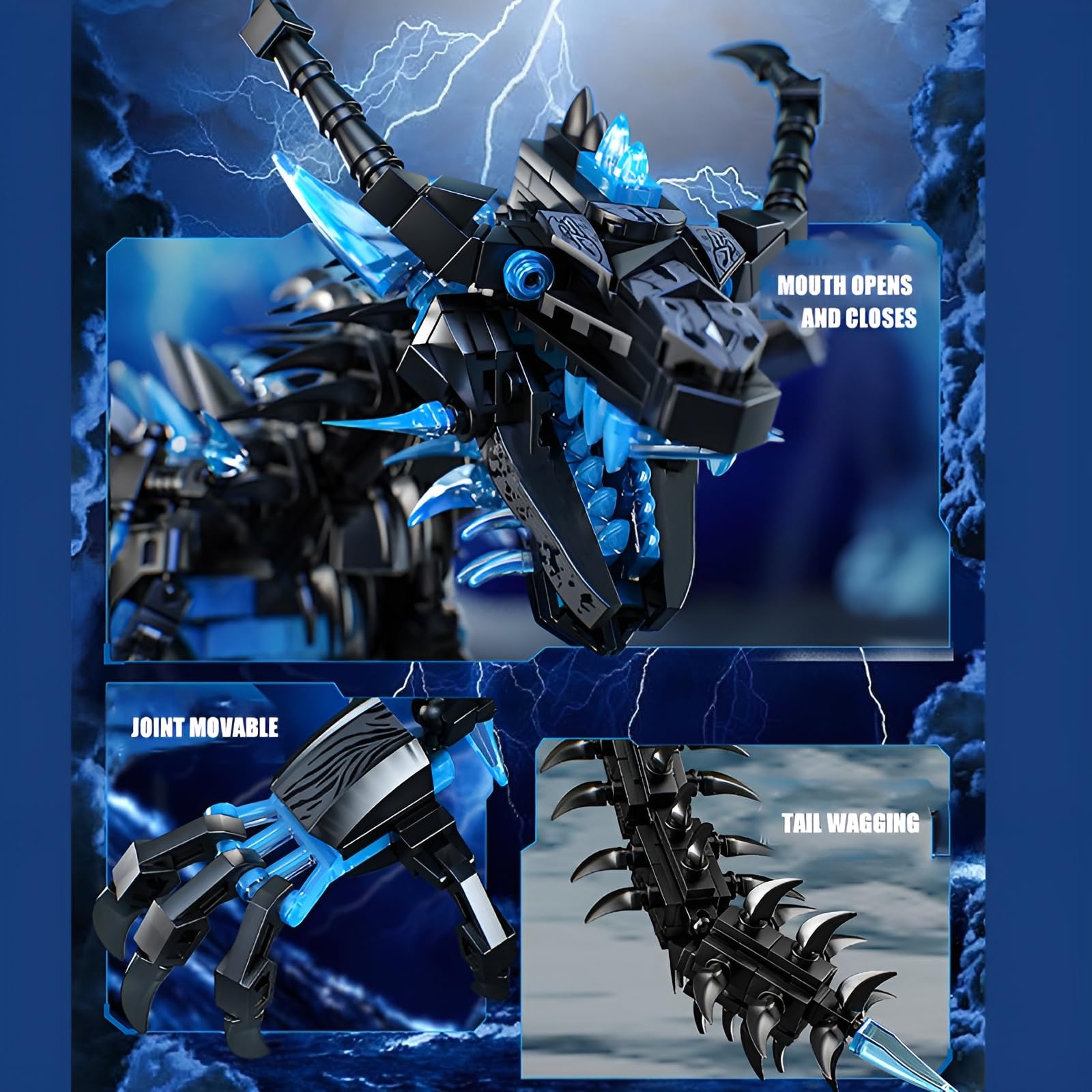 Frost Giant Dragon Building Set, 1607PCS Magic Beastly Model Toys, Cool Animals Model Dragon Building Bricks Kit - Image 2