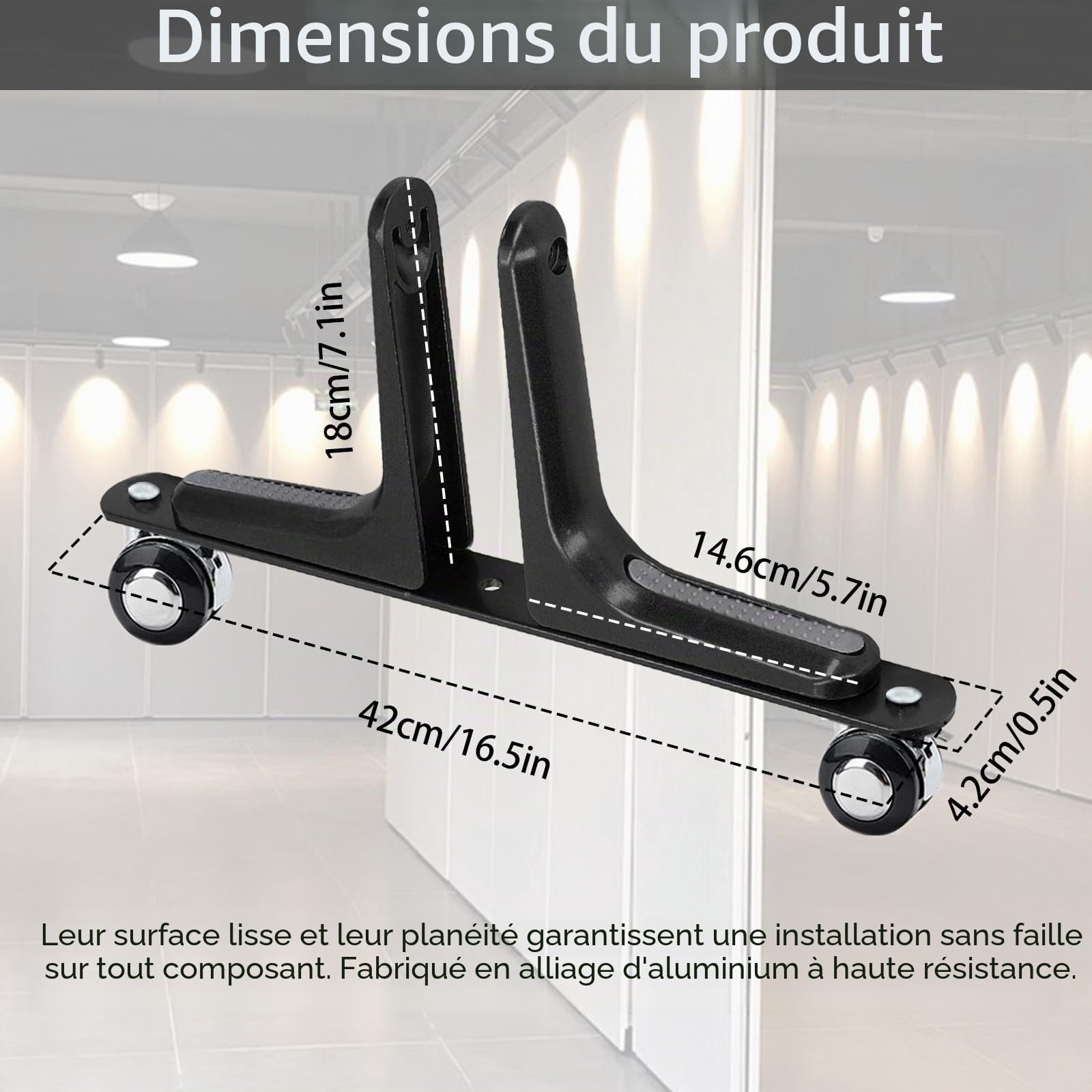 Pieds de Cloison de Separation Interieur, Lot de 2 Supports de Separation de Piece Intérieur avec Roue Universelle en Alliage Pieds de Séparation Réglables de 1 à 6 cm de Large pour Bureau