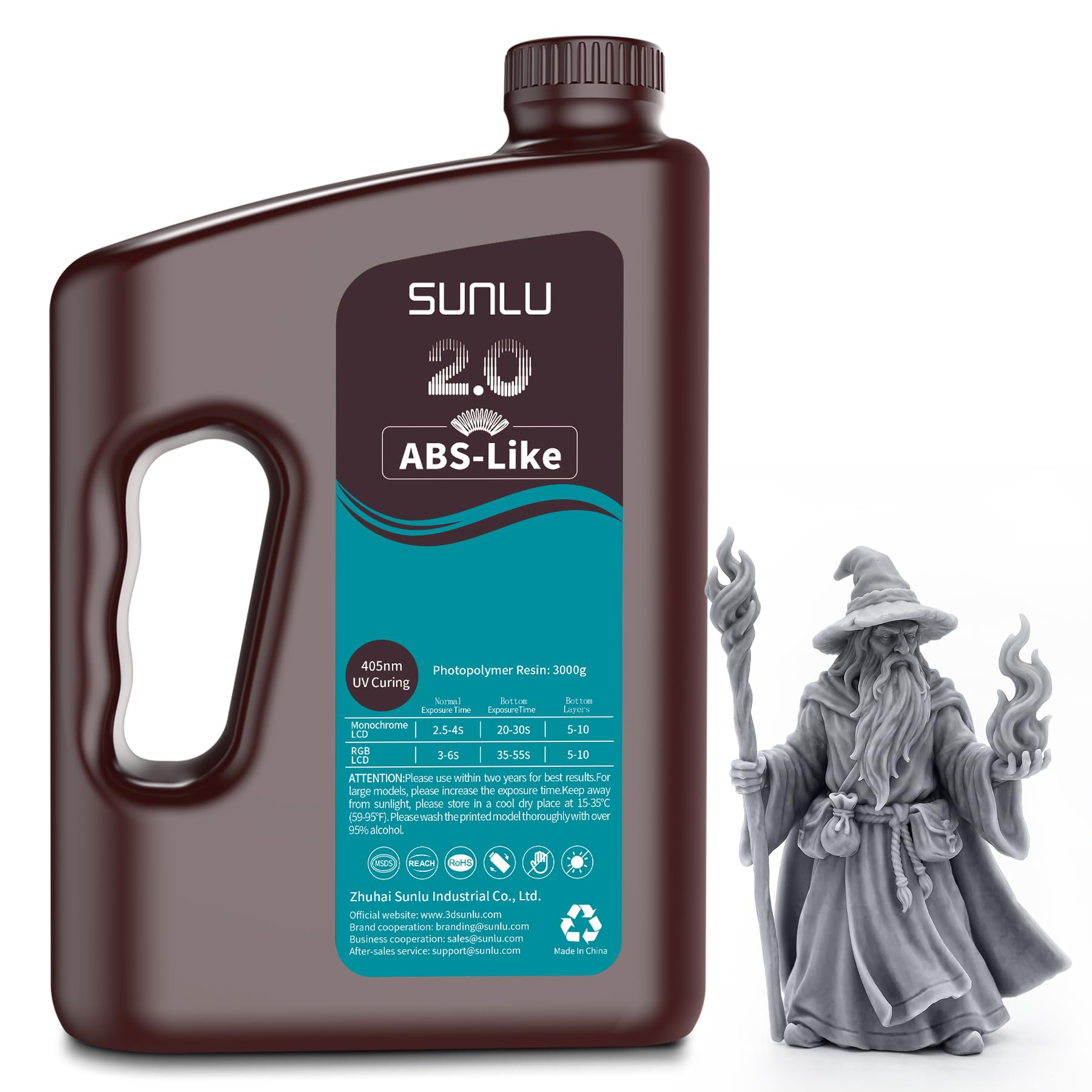 SUNLU ABS 2.0 Similar 3D Printer Resin 3KG, Smooth Matte Surface, Perfect for High Detail Models, 405nm UV Photopolymer Resin, Non-Fragile and Low Odor, Gray 3000g-picture-24