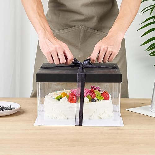 Miniatura 5 de Restaurantware Sweet Vision Cajas transparentes para tartas de 10 x 8.25 pulgadas, 10 cajas transparentes para tartas de base resistente a la grasa,