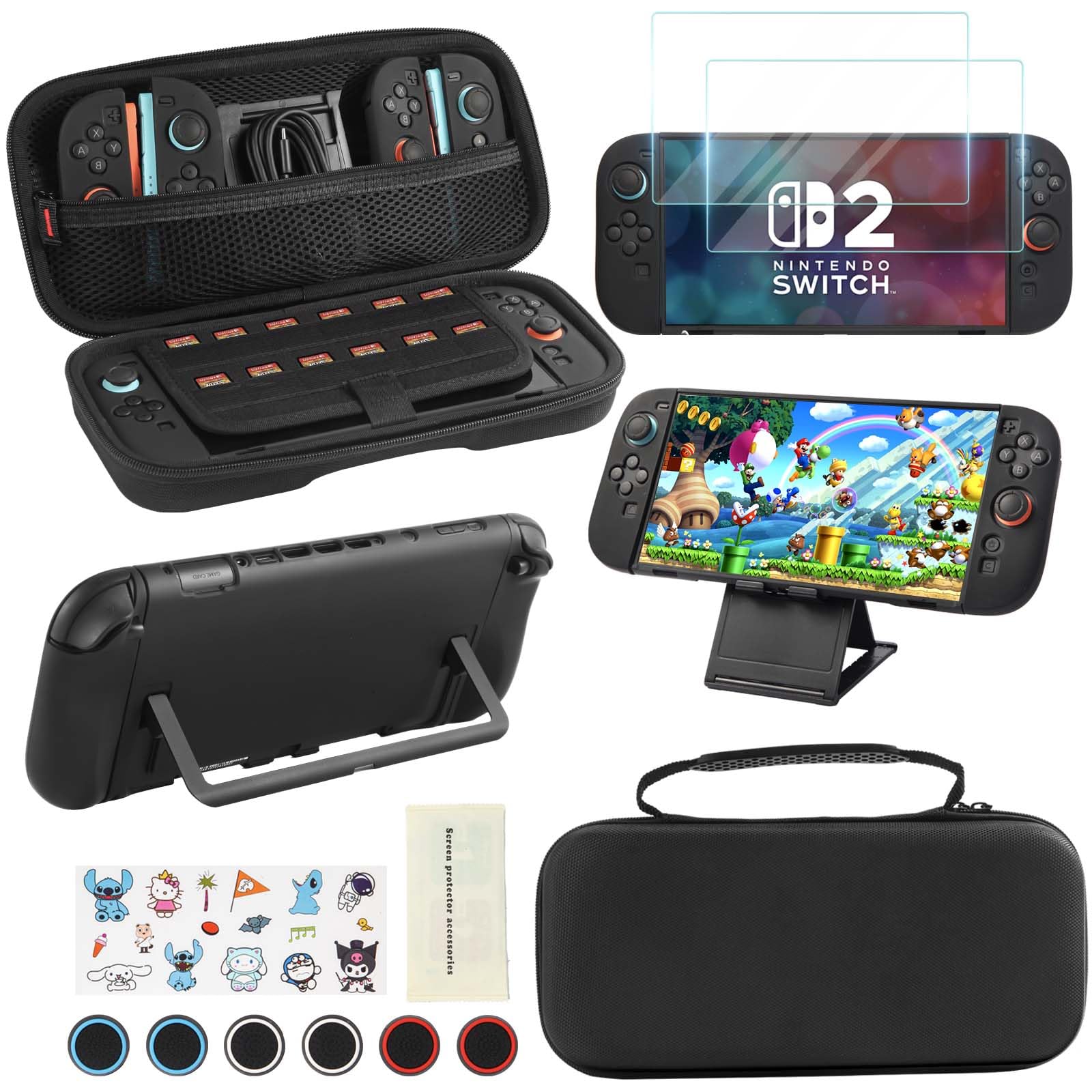 YOOWA Accessories Kit for Nintendo Switch 2 2025 - Sturdy Accessories Bundle for NS 2 with Carrying Case