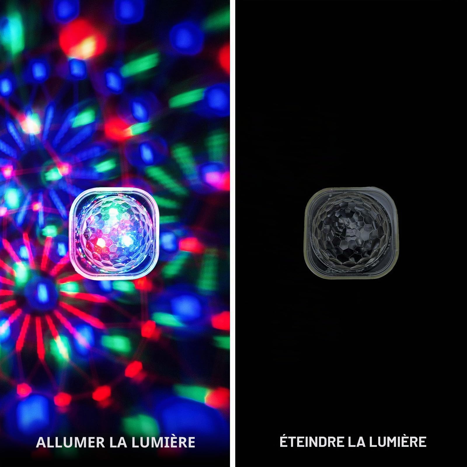 Disco Ball Light Portable Mini Lampe LED Portable Nuit Stroboscope Montre Bracelet USB Charge Vocale Contrôlée avec Ventouse pour Party Voiture Danse DJ Club