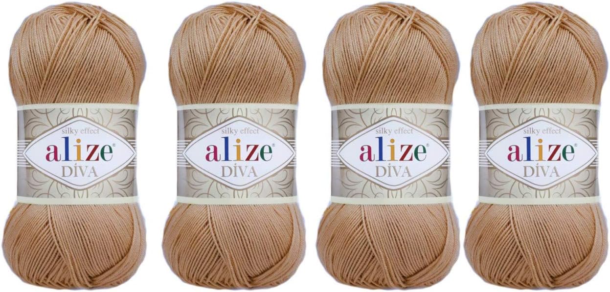 4 Balls Hand Knitting Yarn 100% Microfiber Acrylic Yarn Alize Diva Silk Effect Thread Crochet Art Lace Craft Lot of 4 skeins 400gr 1532yds (369)