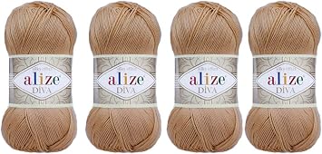 4 Balls Hand Knitting Yarn 100% Microfiber Acrylic Yarn Alize Diva Silk Effect Thread Crochet Art Lace Craft Lot of 4 skeins 400gr 1532yds 369