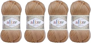 4 Balls Hand Knitting Yarn 100% Microfiber Acrylic Yarn Alize Diva Silk Effect Thread Crochet Art Lace Craft Lot of 4 skeins 400gr 1532yds (369)