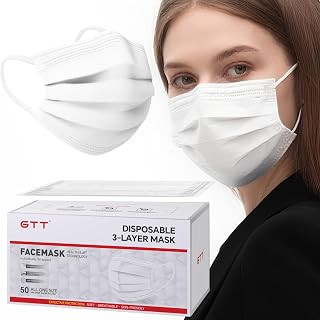 GTT ASTM Level 3 Highly Protective Disposable 3 Ply Face Masks with Individual Packaging, Breathable & Comfortable Mask