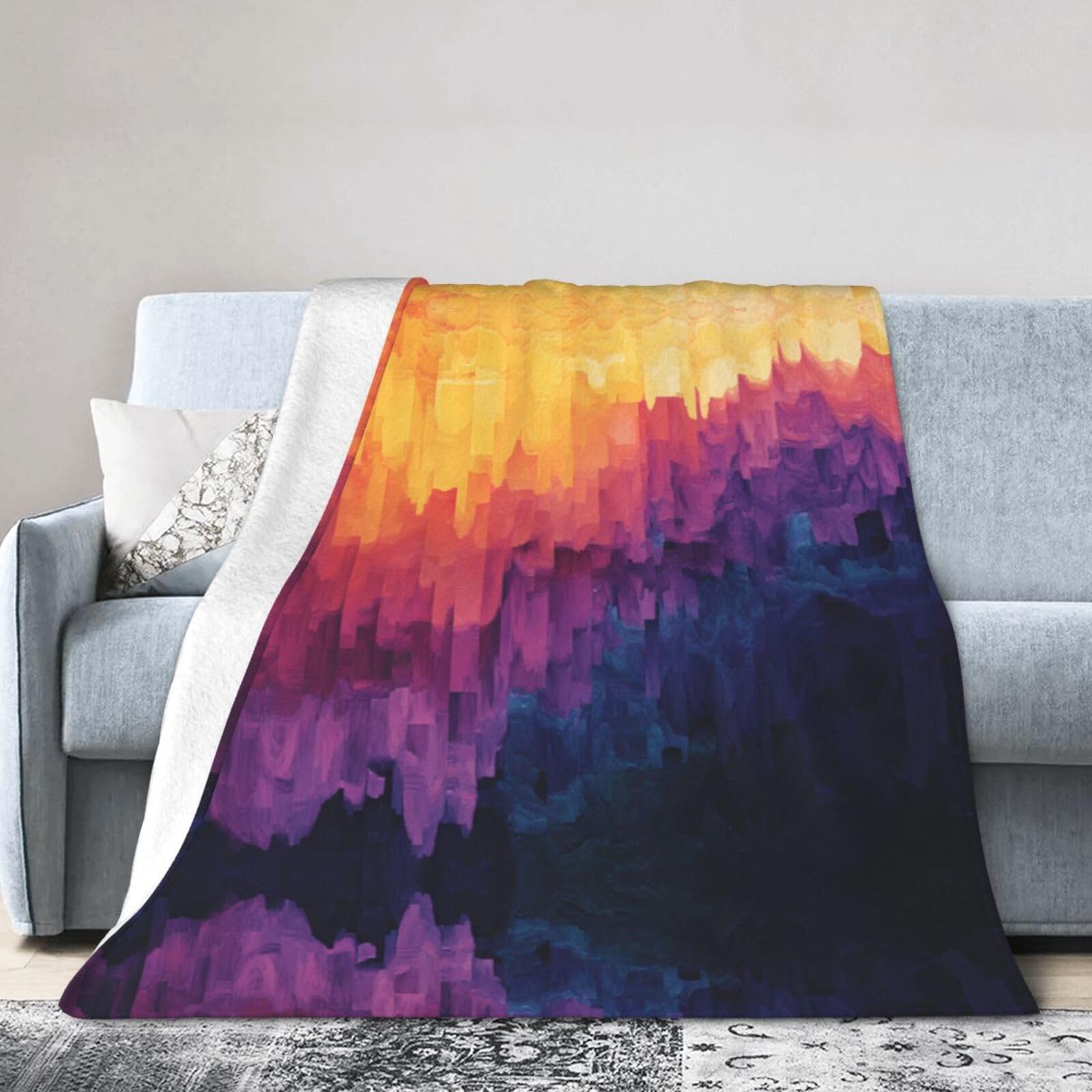 WZYWHJ Blankets 80"x60" - Lightweight, Durable, and Compact Anti-Wrinkle Blanket for Bed, Sofa, Camping, Cinema, and Travel Vaporwave Gradient Picture