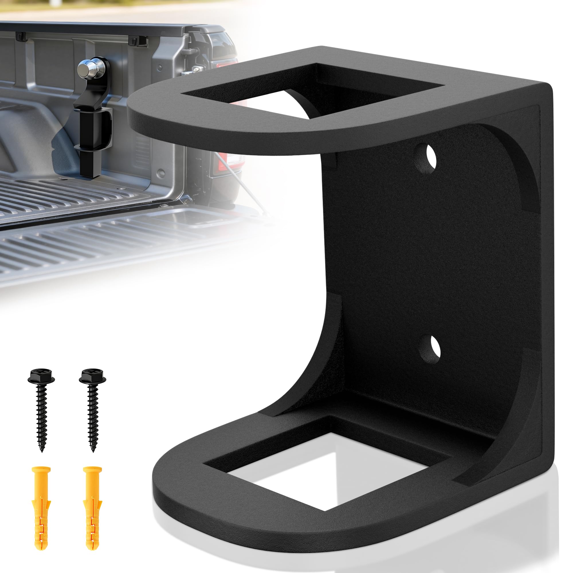 Hitch Holder for Truck Bed， 2-inch Trailer Hitch Storage,Black Hitch Mount
