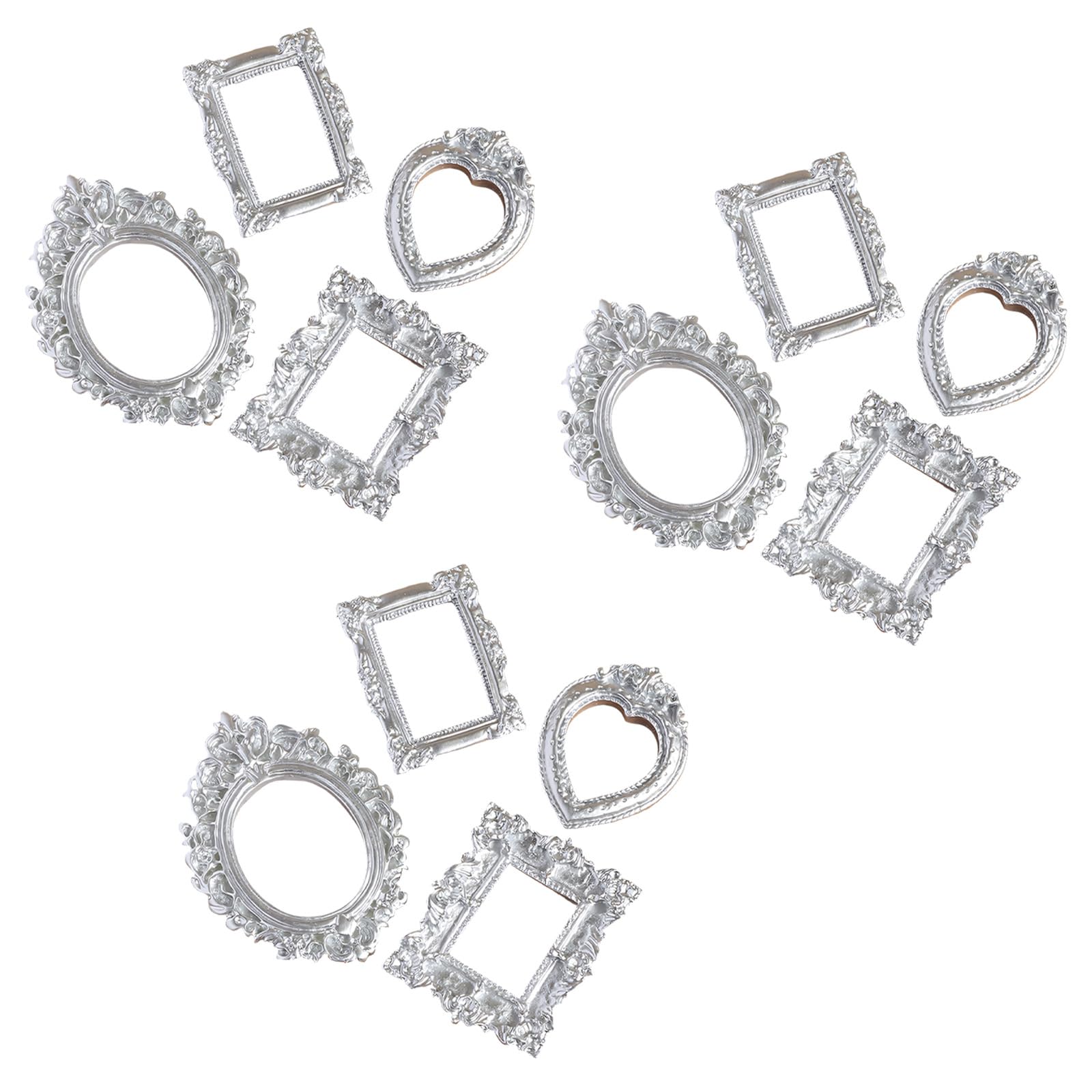 12Piece Decorative Resin Antique Frame Oval Rectangular Display for Wedding Gifts Home Miniature Art Frame