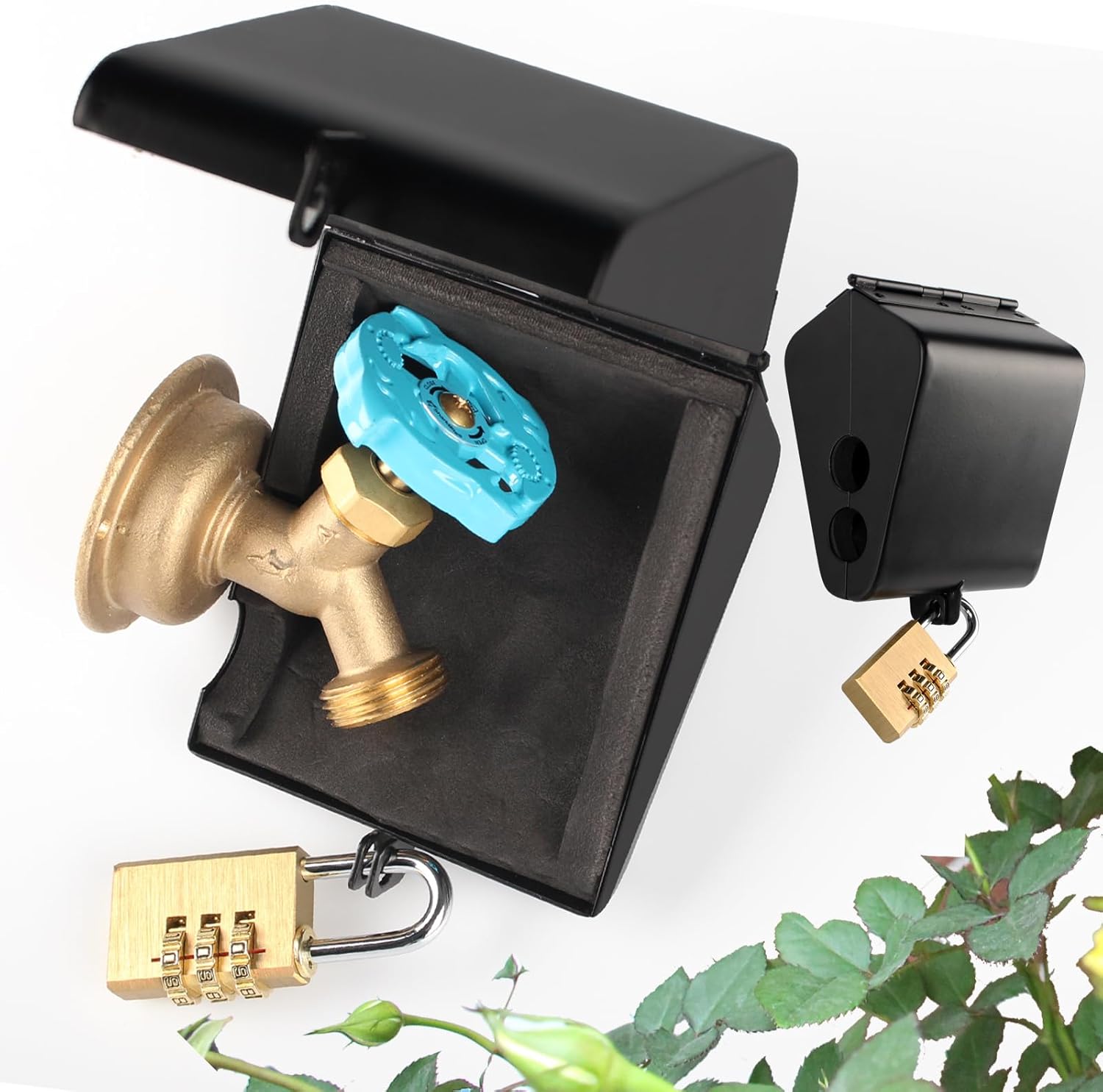 Outdoor Faucet Iock System - Insulated Faucet Iock and Garden Hose Bib Iock Cover,Made of Steel- Prevents Water Theft and Stops Unauthorized Use, Easy to Install Black