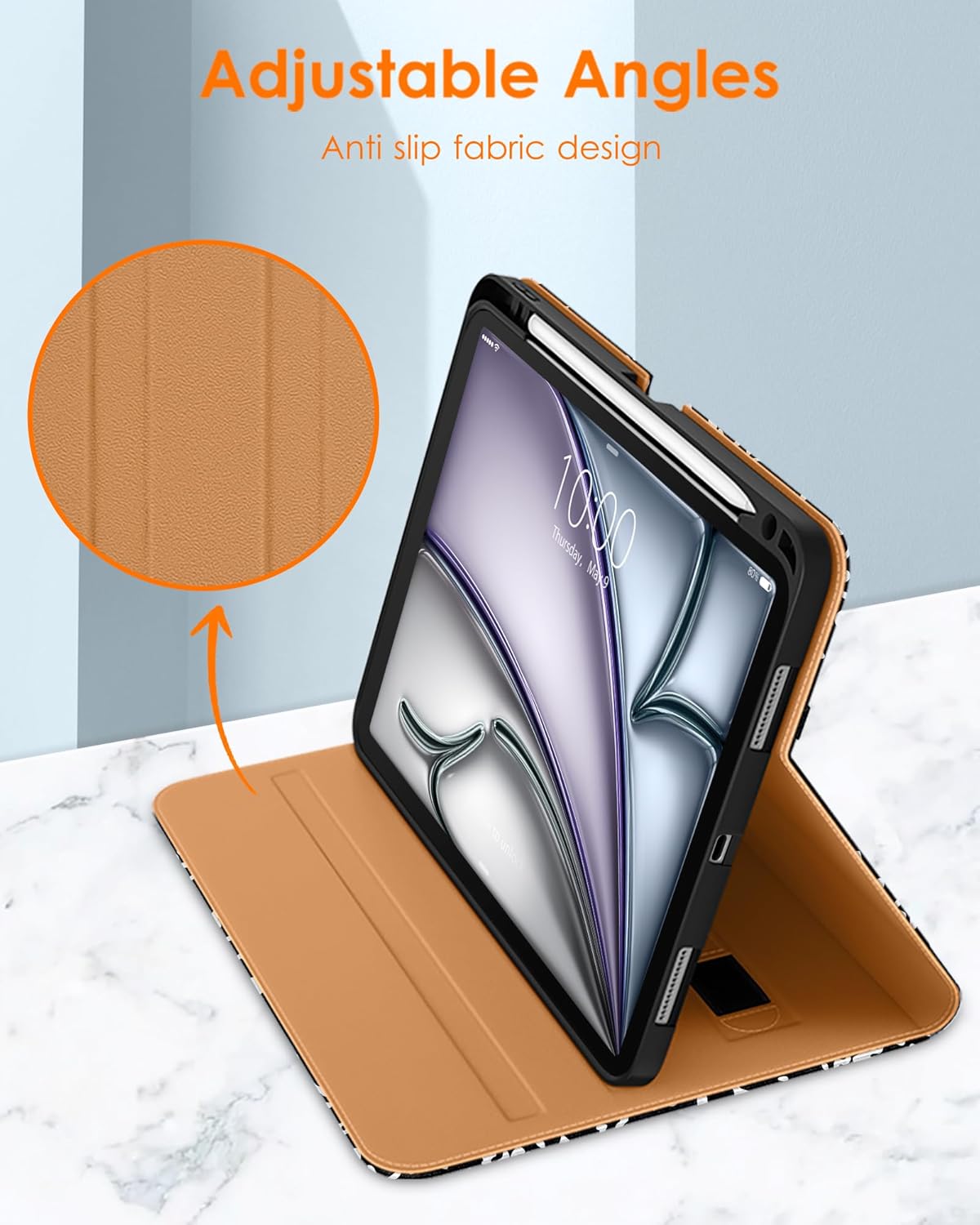 DTTO for iPad Air 11-inch Case M4/M3/M2 (2026/2025/2024), iPad Air 5th / 4th Generation (2022/2020), Premium Leather Business Folio Stand Cover with Pencil Holder - Auto Sleep/Wake, Composition Book