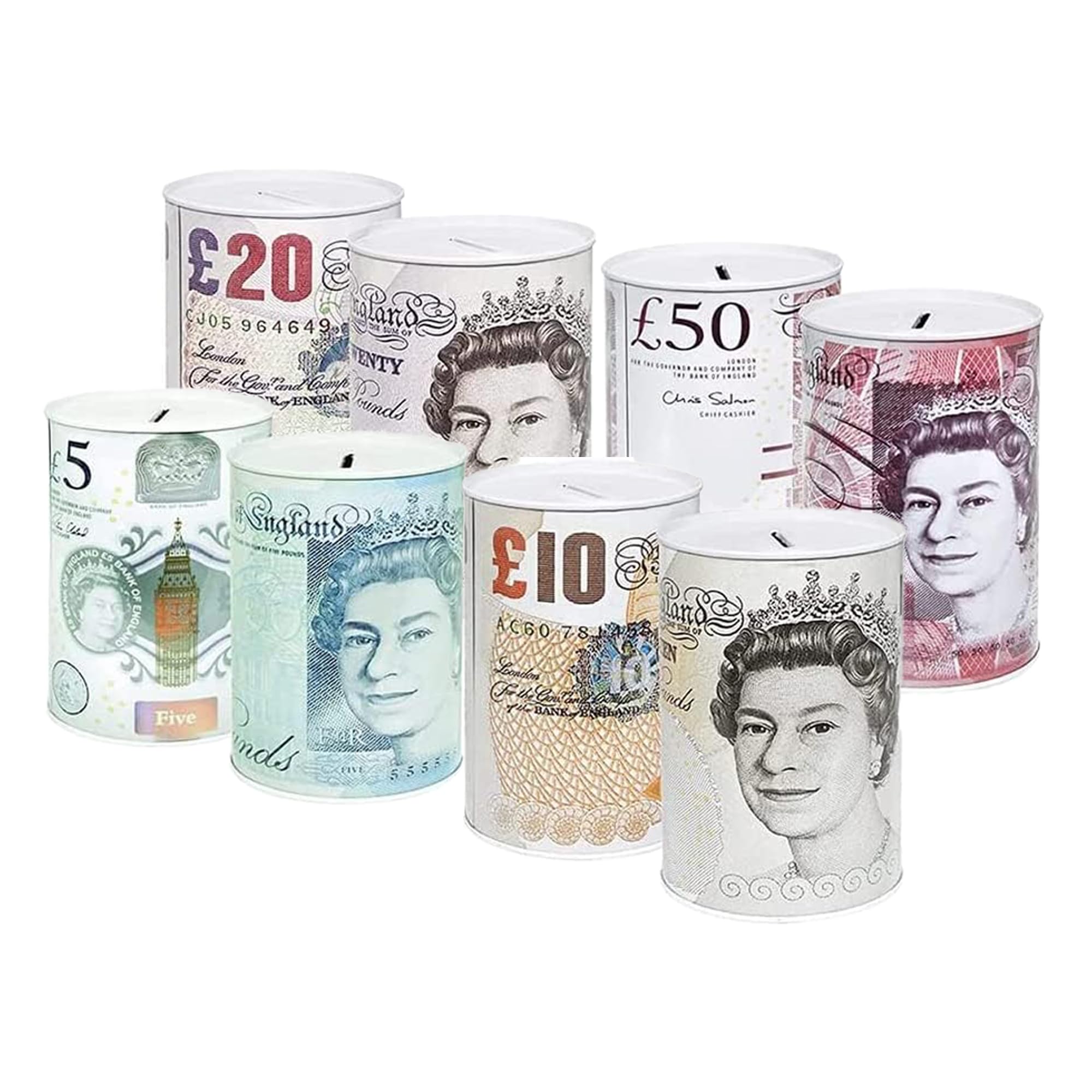 2 UR DOOR Sterling Money Box Tin - Pack of 4 Assorted Colours - Piggy Bank, Coin Tin, Cash Tin - Tinplate Savings Tin to Save Birthday Money, Holiday and Christmas Fund - (15x10x10cm)