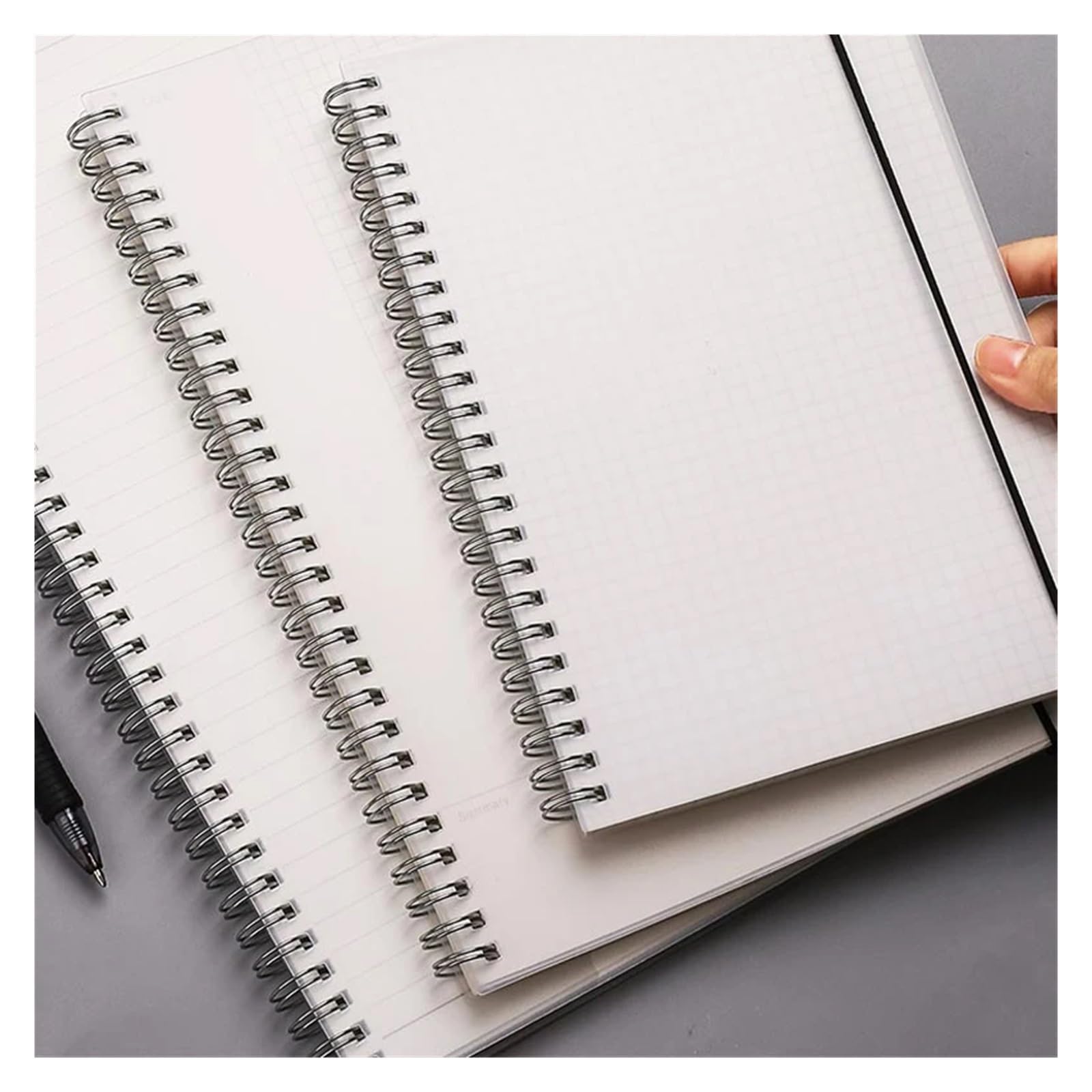 Cuaderno Espiral Cuaderno de notas con correa, libreta, cuaderno, agenda, cuadrícula, puntos, papel blanco transparente, tamaño A4/B5/A5/A6(Grid,A4 21.2x29cm)