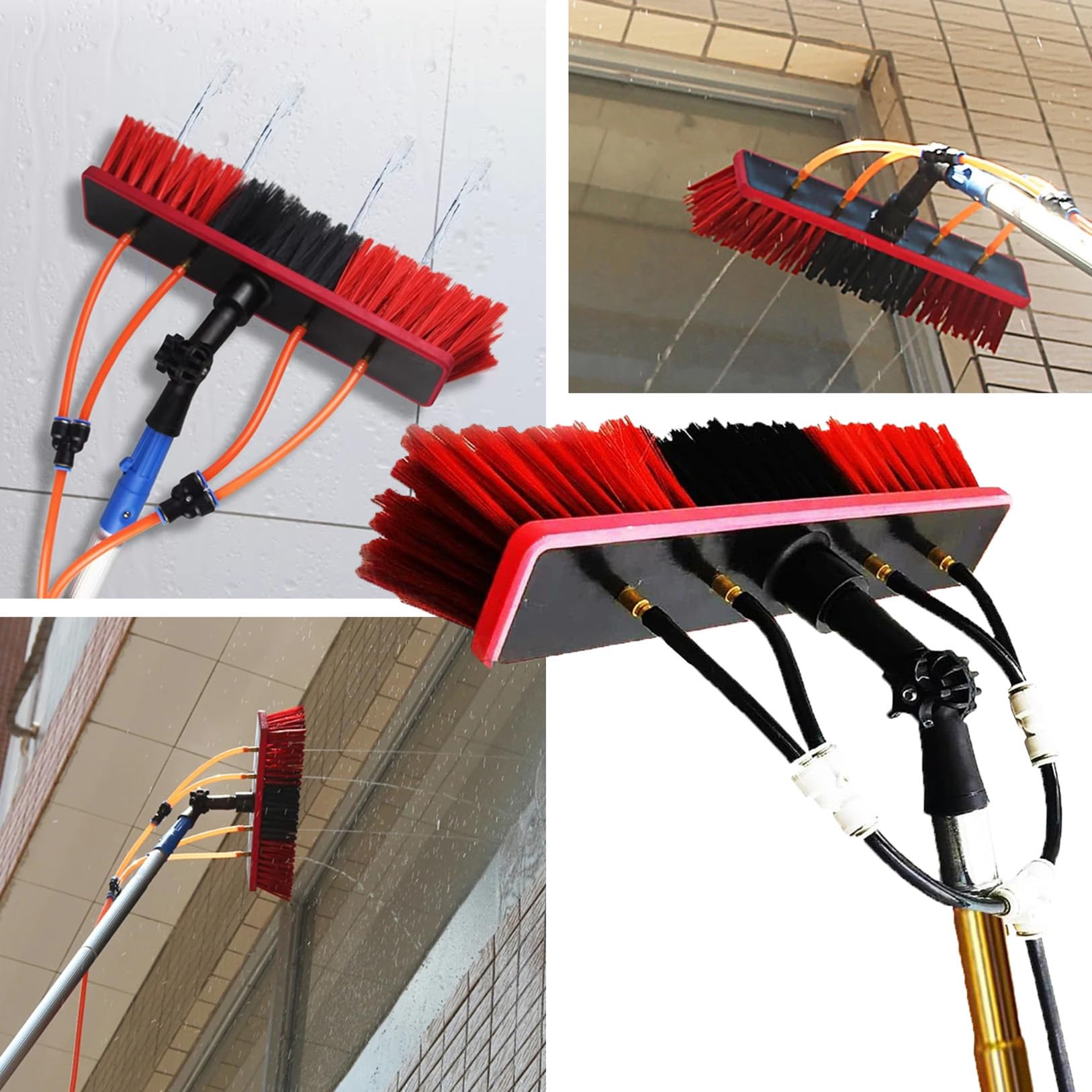 5 m Wasserzufuhrstange mit 55 cm Bürste – Ultimatives Fensterreinigungsset für Solarzellen, hohe Dächer, Wände, Wintergärten, Fahrzeuge und Boote – einfache und effiziente Reinigungslösung