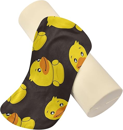 Miniatura 4 de Cute Duck Black Round Cervical Roll Bolster Pillow Neck Roll Pillow Support Round Pillow Chair Cushion for Cervical Pillow Covers with Zipper