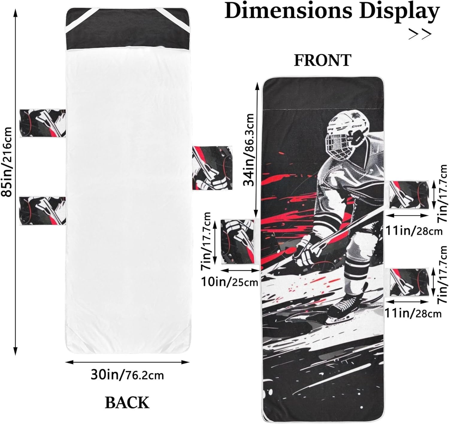 Graffiti Hockey Black Chaise Lounge Cover Chair Towel Beach Chair Covers with Pockets Patio Chase Lounger 85 x 30 Inch