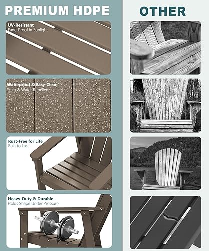 Miniatura 4 de Adirondack - Juego de 2 sillas Adirondack de polietileno de alta densidad para todo tipo de clima, sillas Adirondack de plástico de gran tamaño para