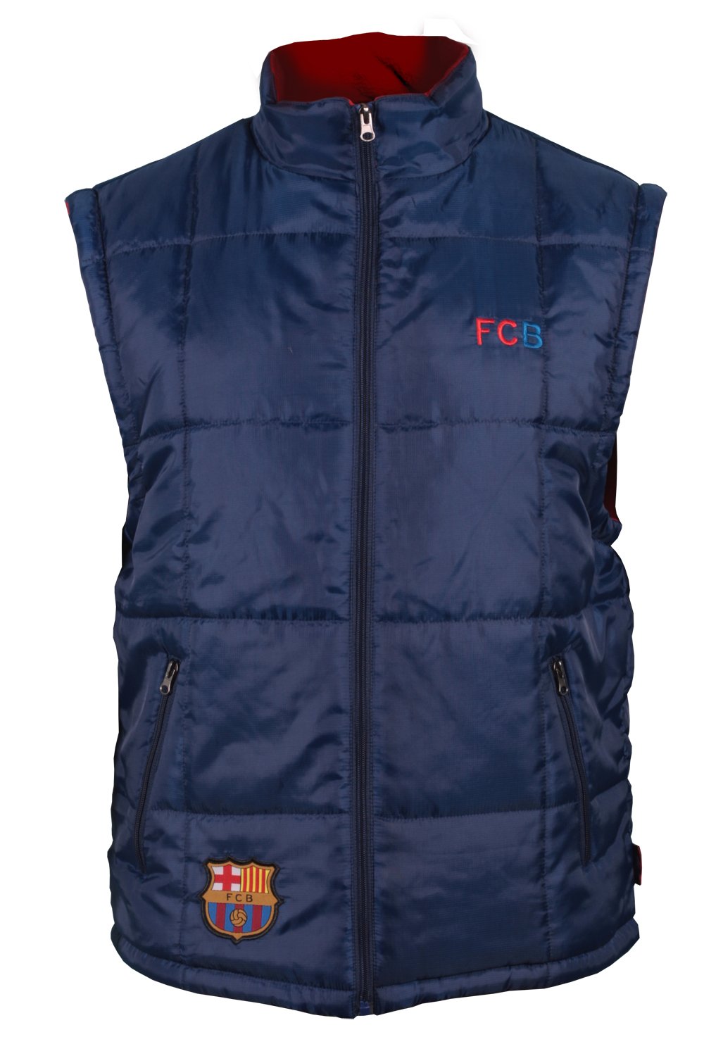 Fc Barcelona Men's Blue Fc Barcelone Barça Sleeveless Down Jacket – Official Collection Adult Size, S
