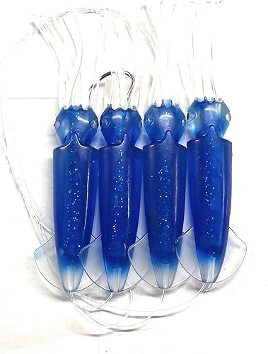 Miniatura 2 de Combo de señuelo de pesca y teaser con cadena de margarita de calamar (7 pulgadas) con gancho de pesca de acero inoxidable n. 8