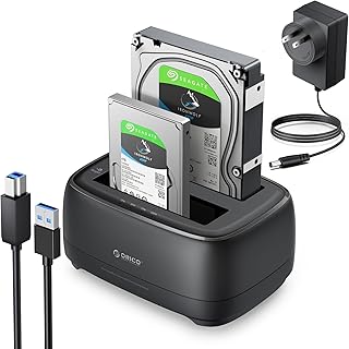 ORICO Dual Bay Hard Drive Docking Station USB 3.0 to SATA with Duplicator/ Offline Clone Function 3.5 inch External Hard Drive Dock for 2.5‘’/3.5‘’ HDD SSD Max Up to 40TB Support UASP Plug&Play -DD-C