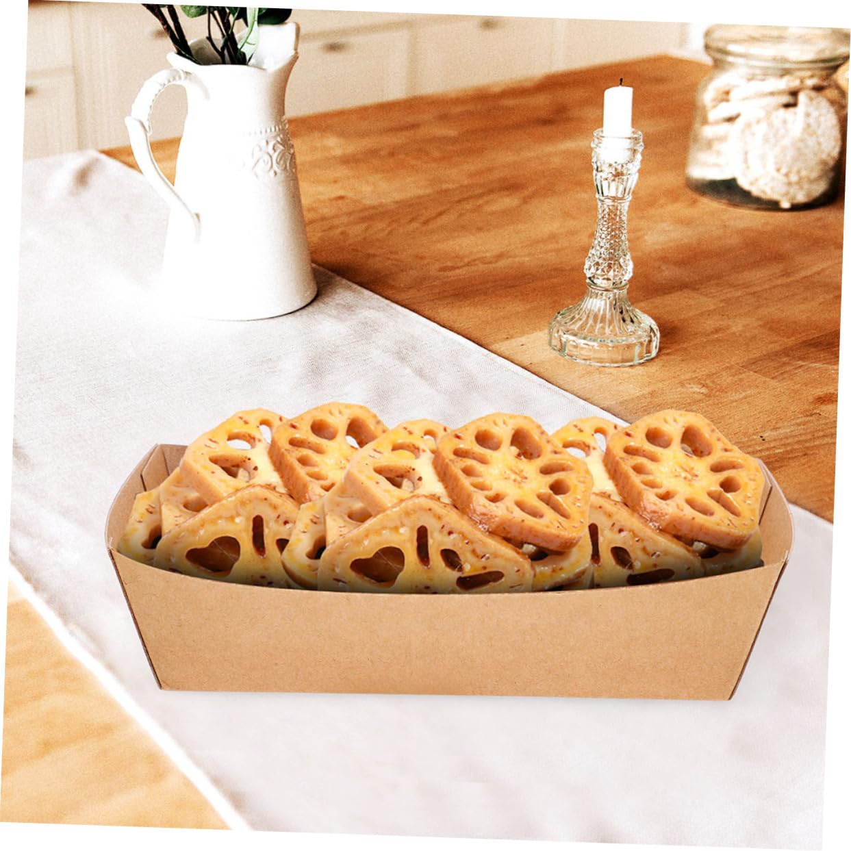 SOLUSTRE 200pcs Paper Boat Box Snack Paper Tray Fries Paper Basket Kraft Food Holder Trays Food Container Paper Snacks Plate Food Treat Boxes Hot Dogs Food Boats Paper Light Brown