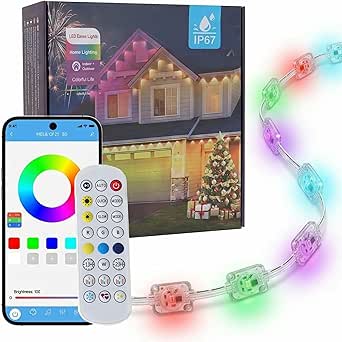 100ft Permanent Outdoor Lights, IP67 Smart RGB+IC Exterior House Light