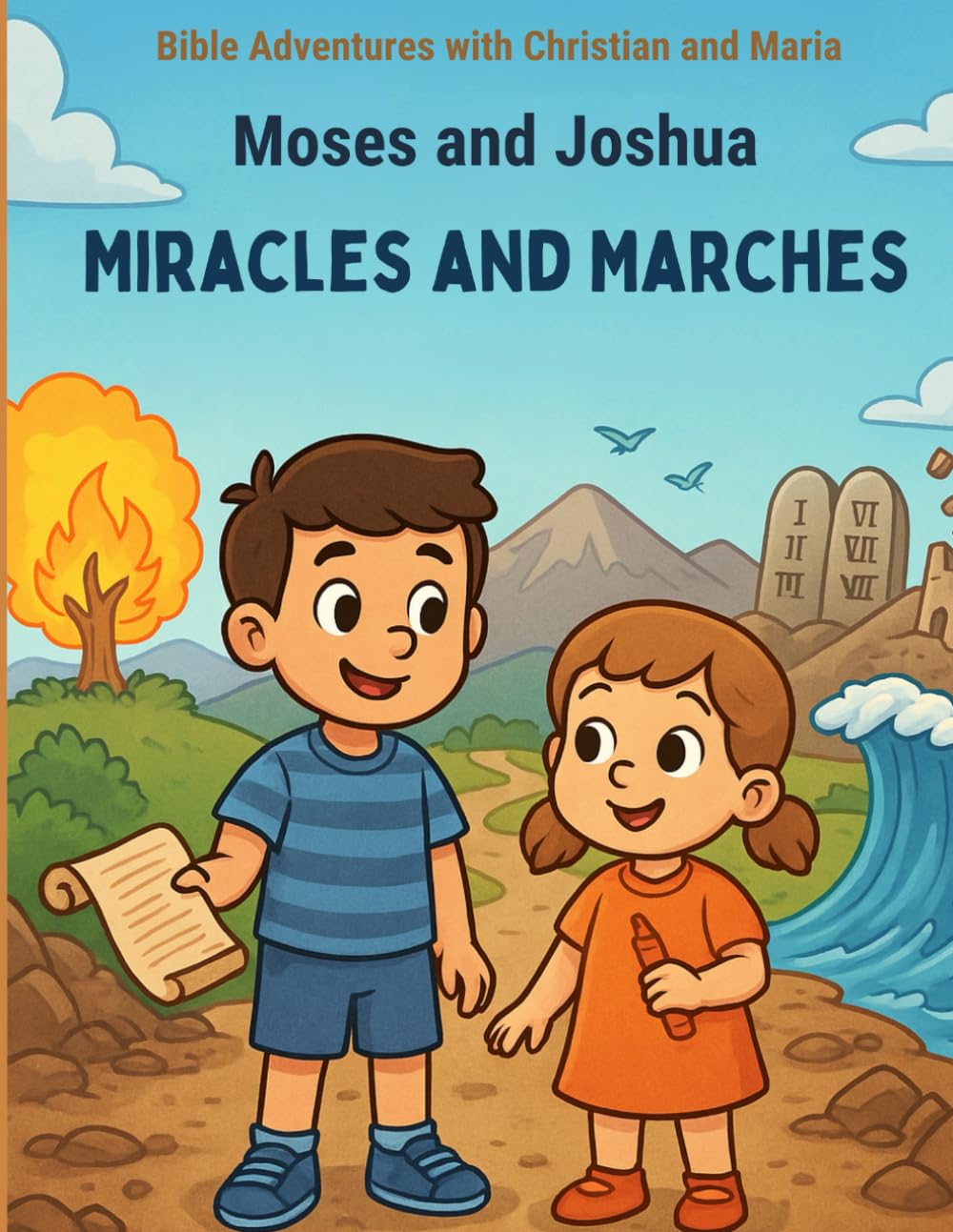 Miracles and Marches: A Bible coloring journey through the stories of Moses and Joshua (Bible stories told by Christian and Maria)