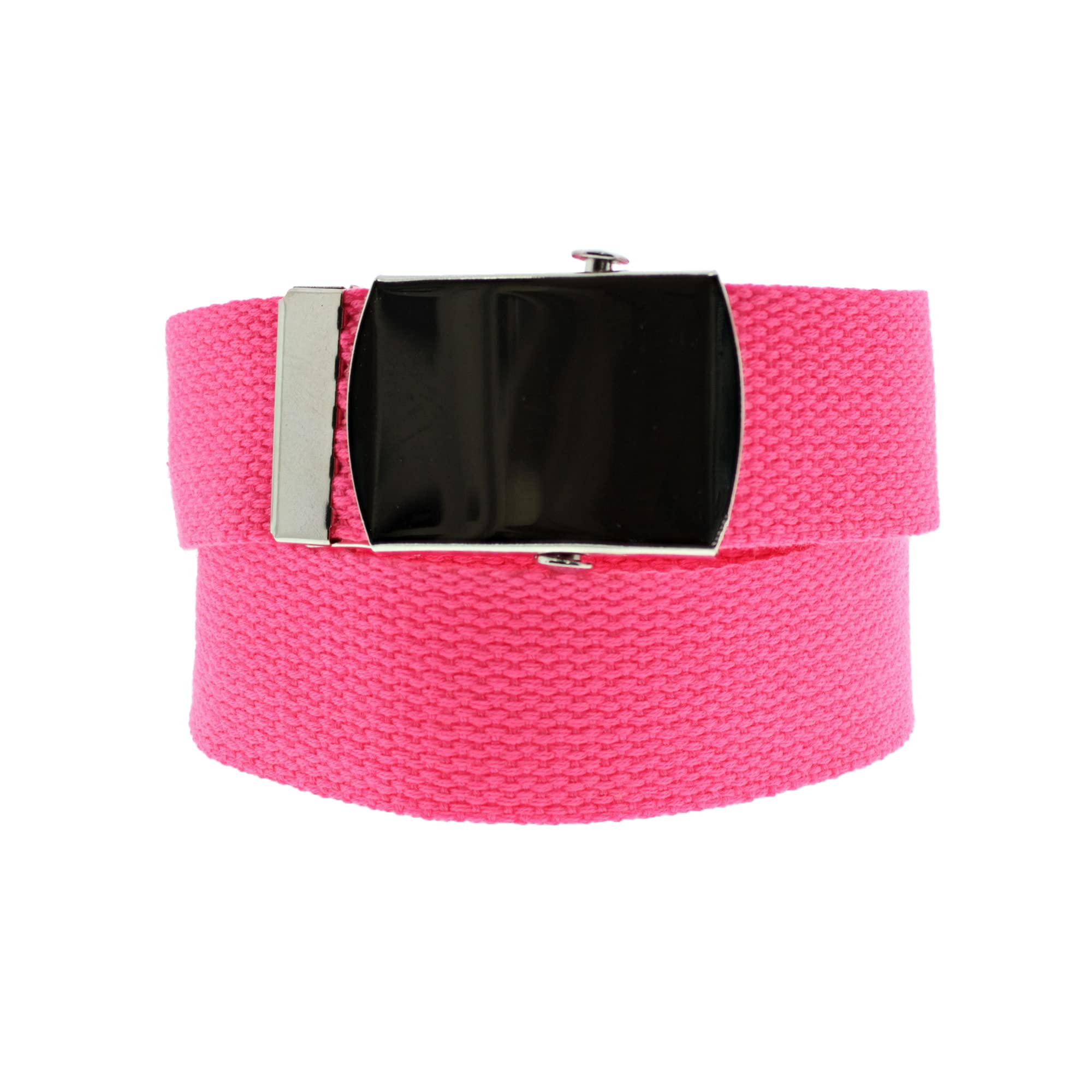 Zac's Alter Ego Adjustable Plain Canvas Webbing Belt with Shiny Slider Buckle