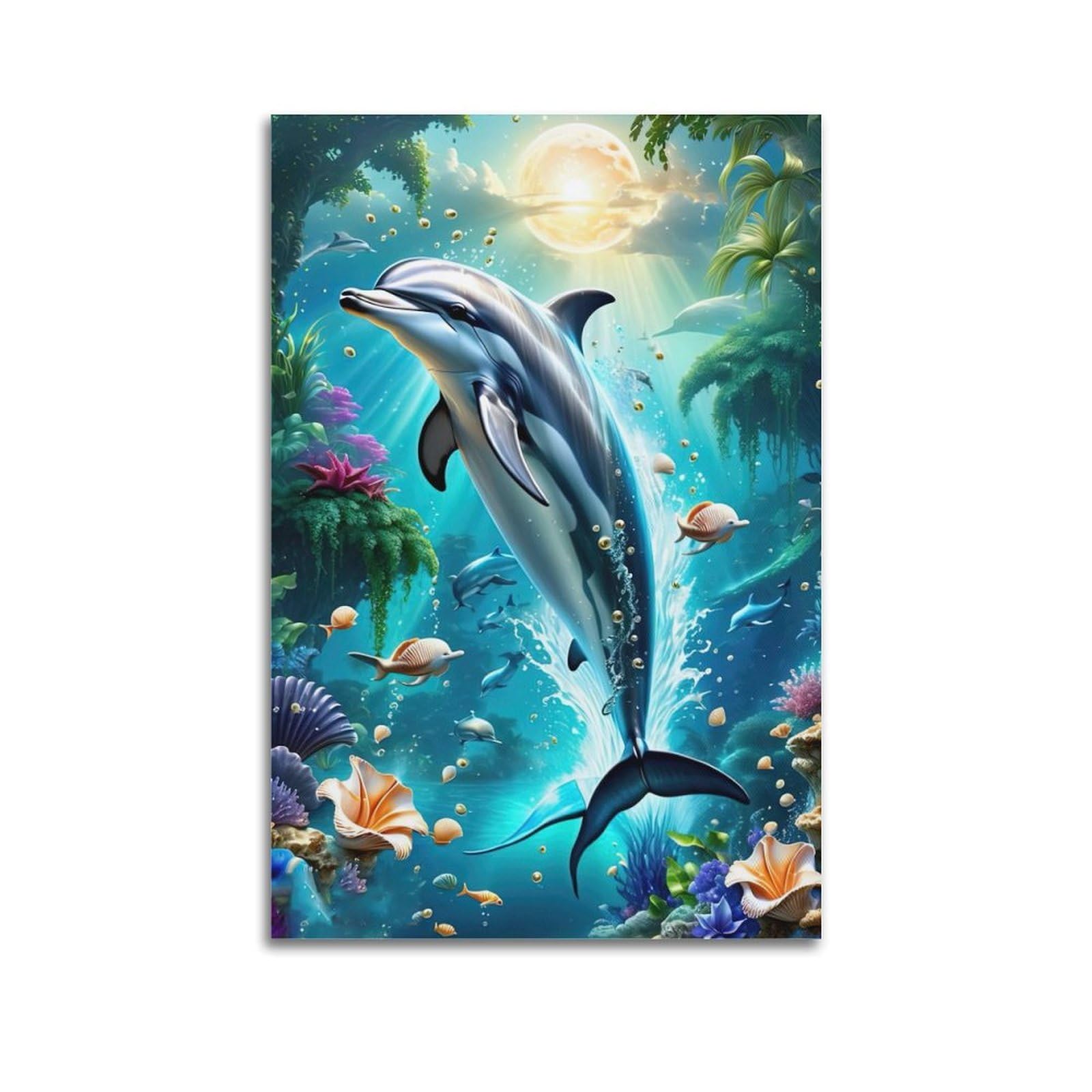 ZSZWHJ Animal Poster Dolphins Under The Sea Poster Decorative Painting Canvas Wall Posters And Art Picture Print Modern Family Bedroom Decor Posters 20x30inch(50x75cm)