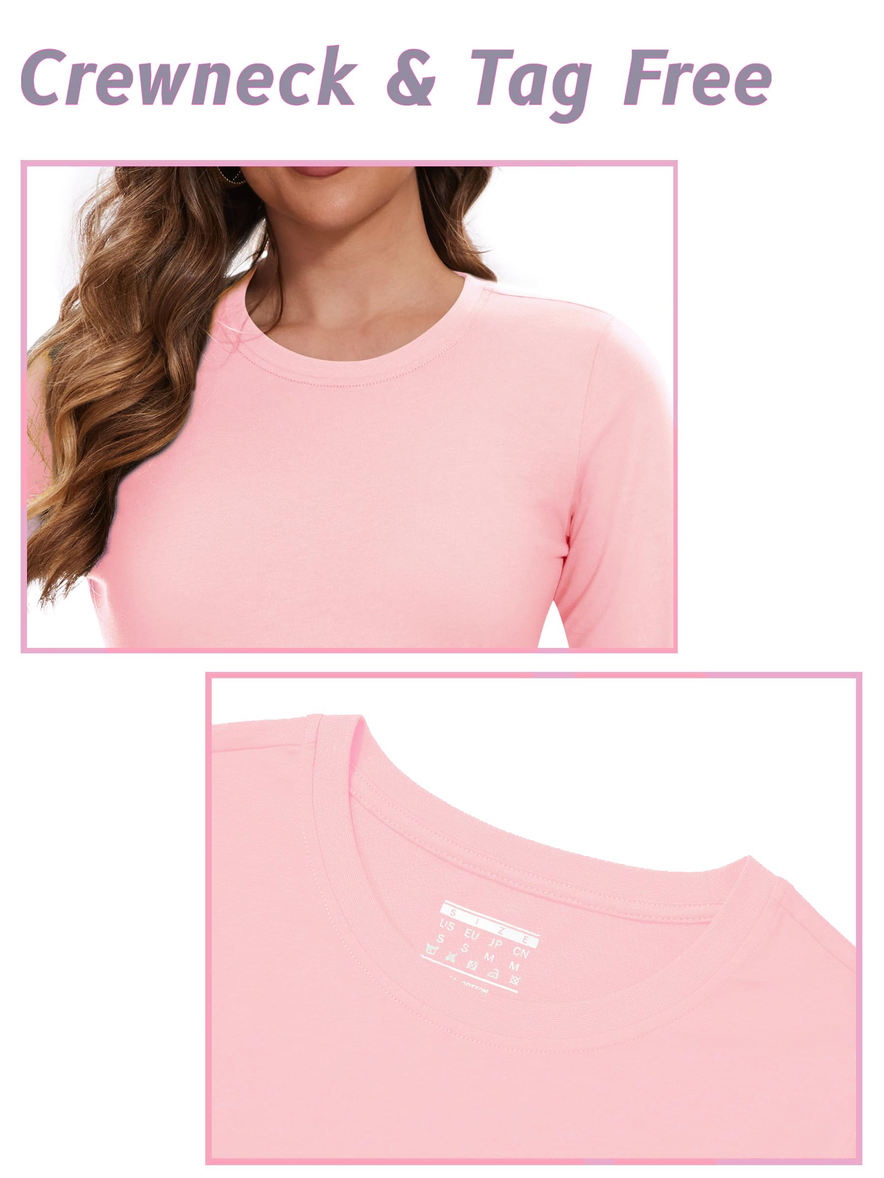 TACVASEN Langarmshirts für Damen T Shirt Baumwolle Langarm Yoga Shirt Rundhals Oberteile Tops Klassisch Unterziehshirt