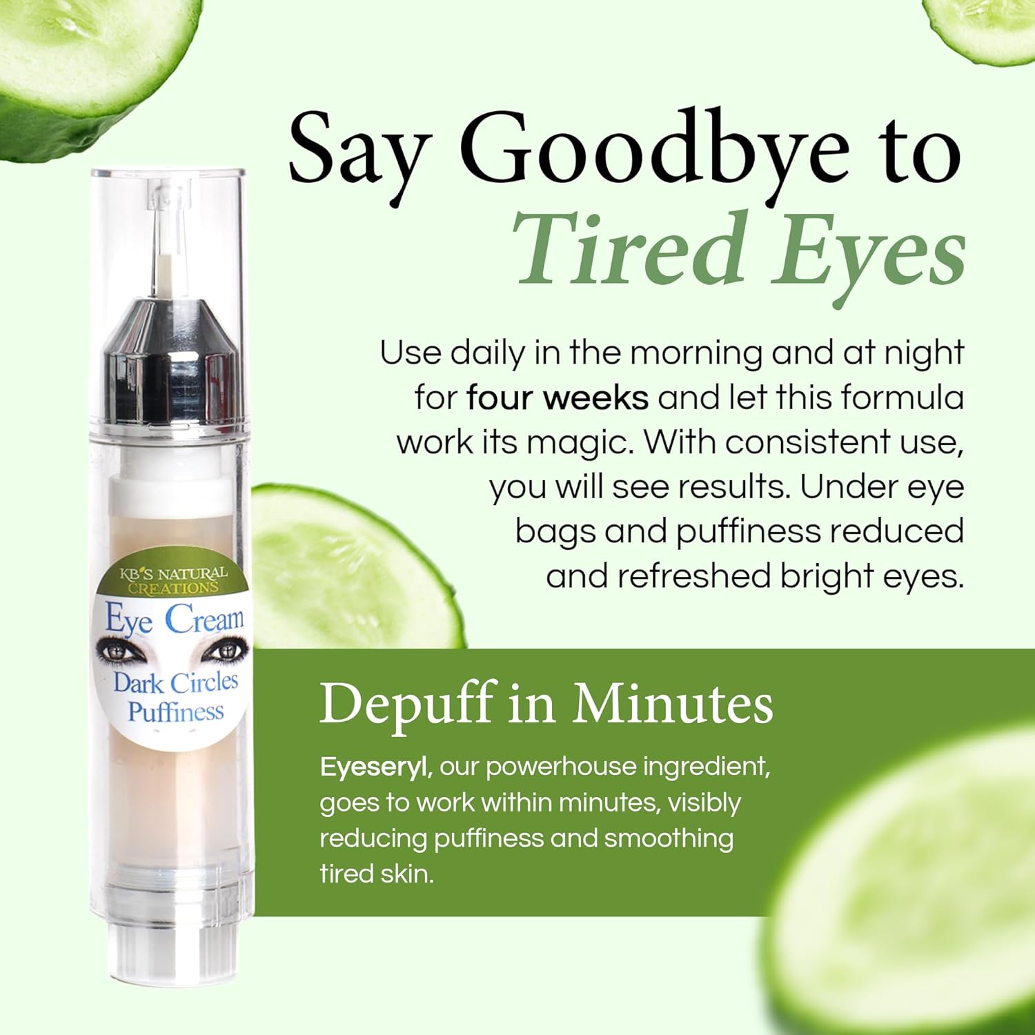 Eye Serum – Firm & Smooth Eye Gel for Puffiness & Dark Circles with Peptides & Caffeine (5ml)