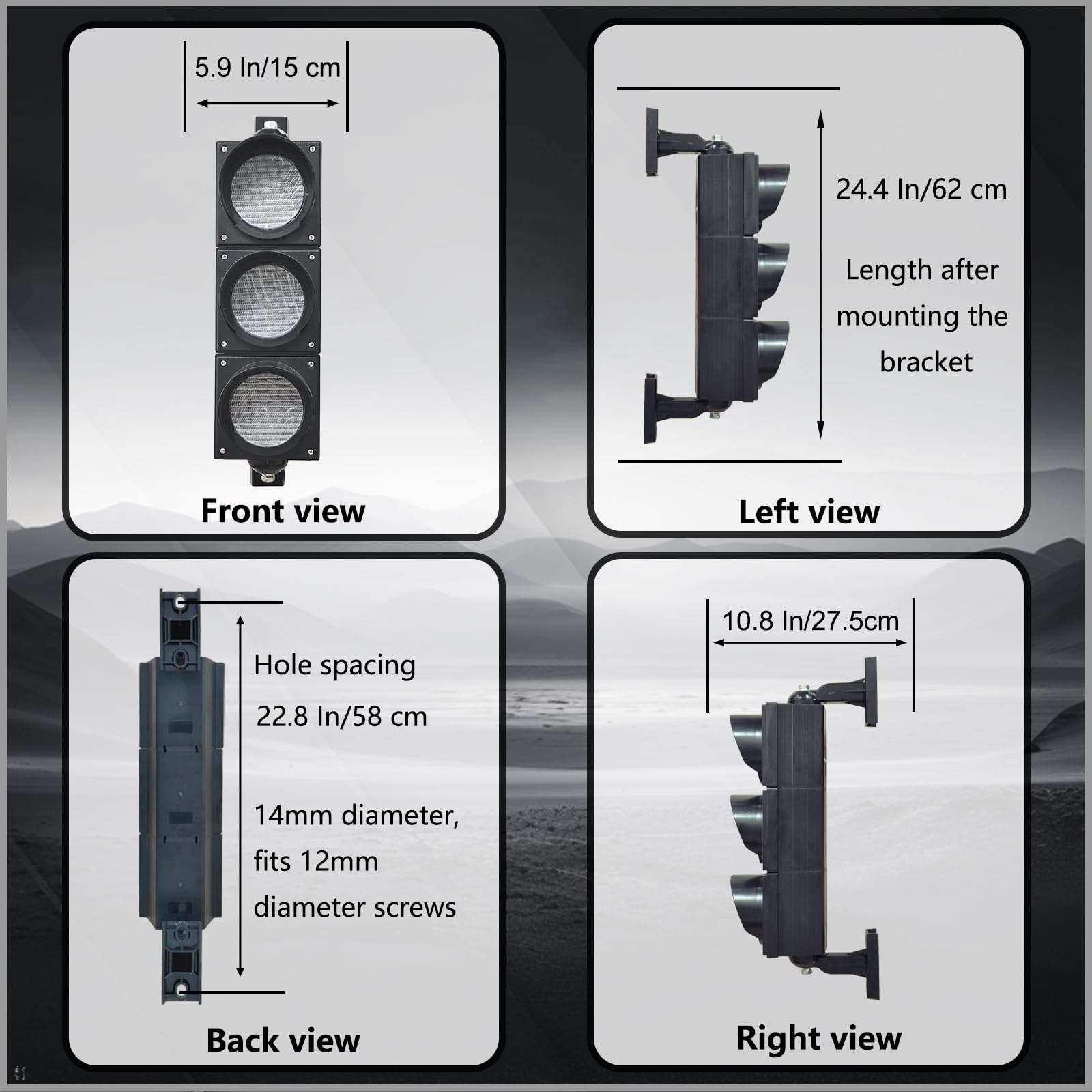 100-3 10.2 cm 100 mm luz de parada de tráfico/control de botón/CA 85-265V lámpara LED, carcasa de PC resistente al agua IP65