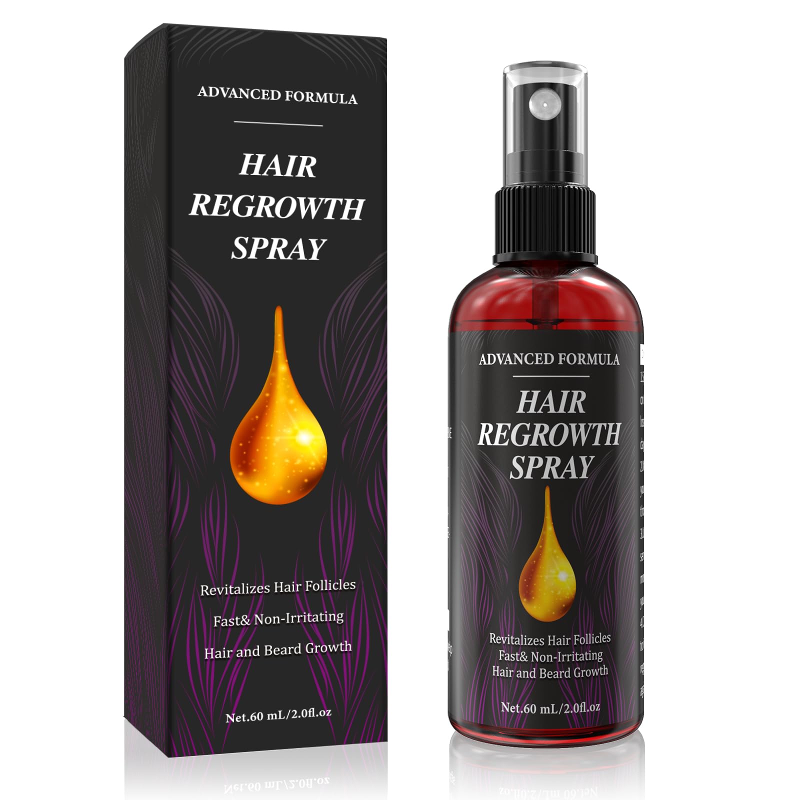 Huile pour cheveux au Romarin, Biotine & Ricin Femme/Homme 60ml | Anti-chute | Cheveux clairsemés | Soin cheveux | Texture non grasse | Cheveux & barbe