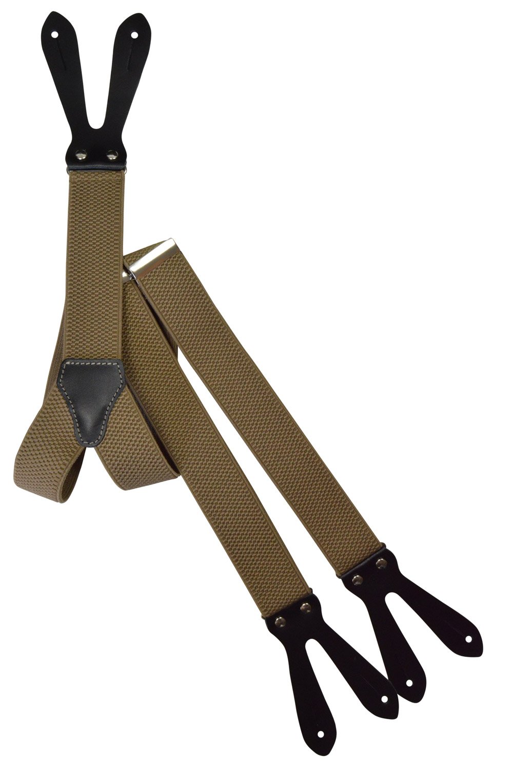 Olata Button-Down Formal Y-Shape Unisex Braces/Suspenders - 3.5cm. Cream (Standard)